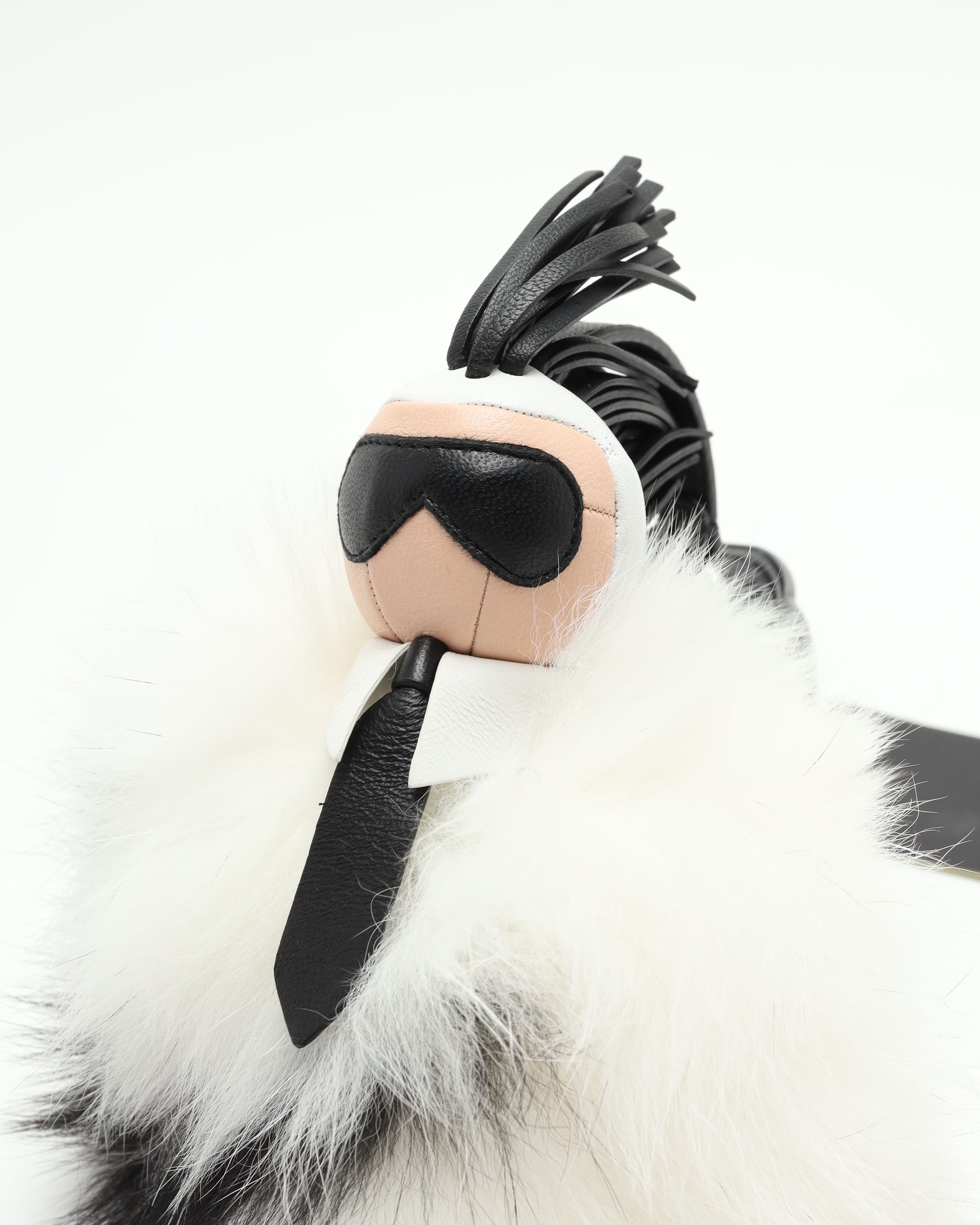 Fendi Karlito Lagerfeld Fur Keychain In Multi