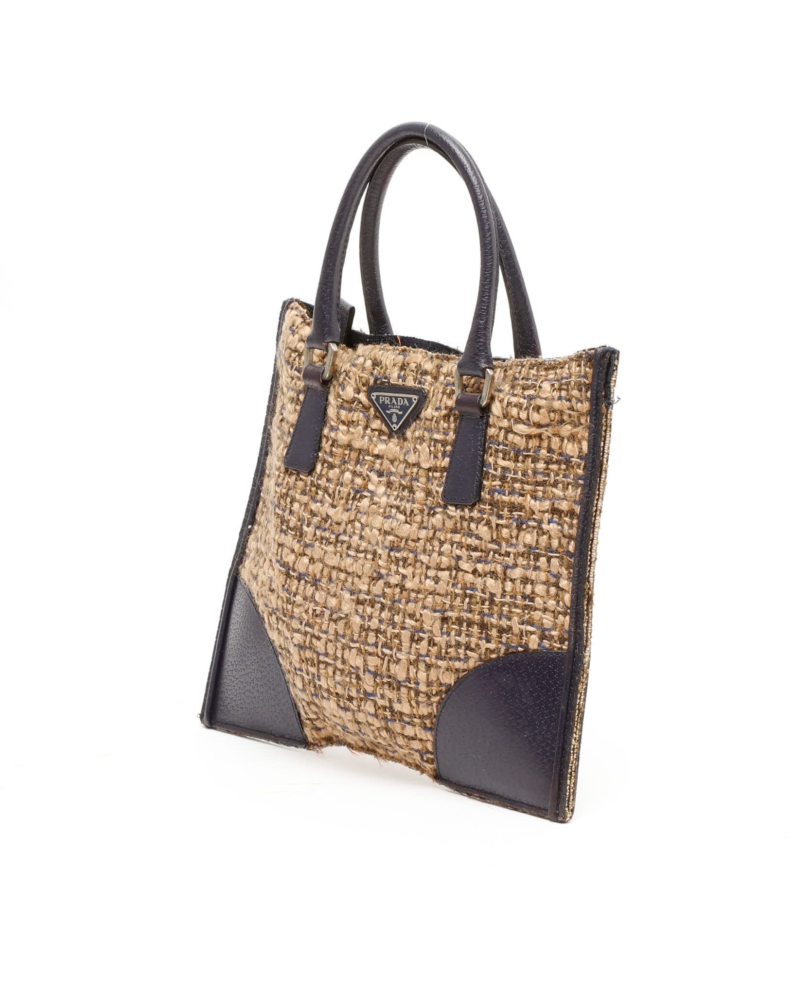Prada Tweed Bag In Brown