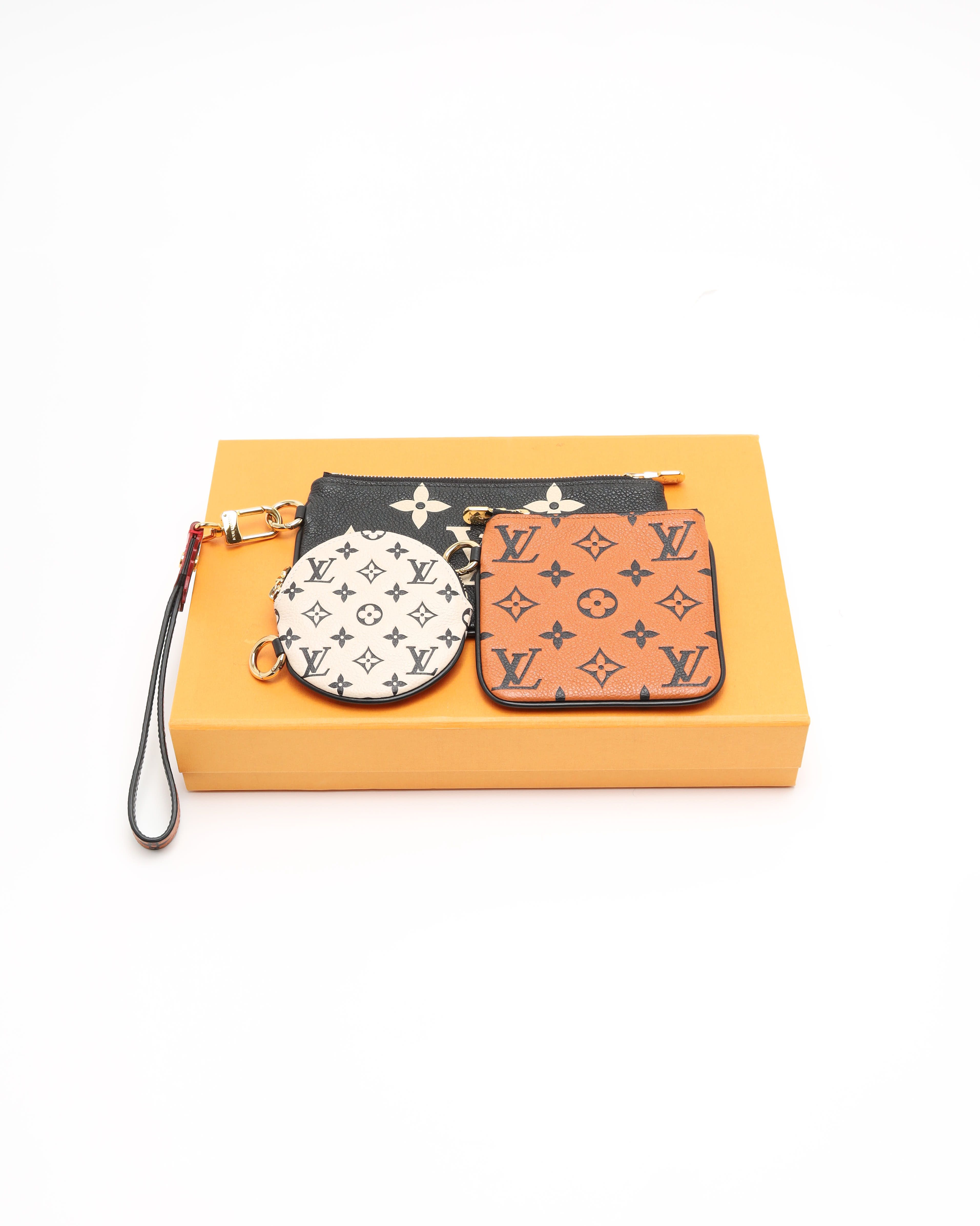 Pre-owned Louis Vuitton Black Monogram Empreinte Crafty Pochette Trio In Multi