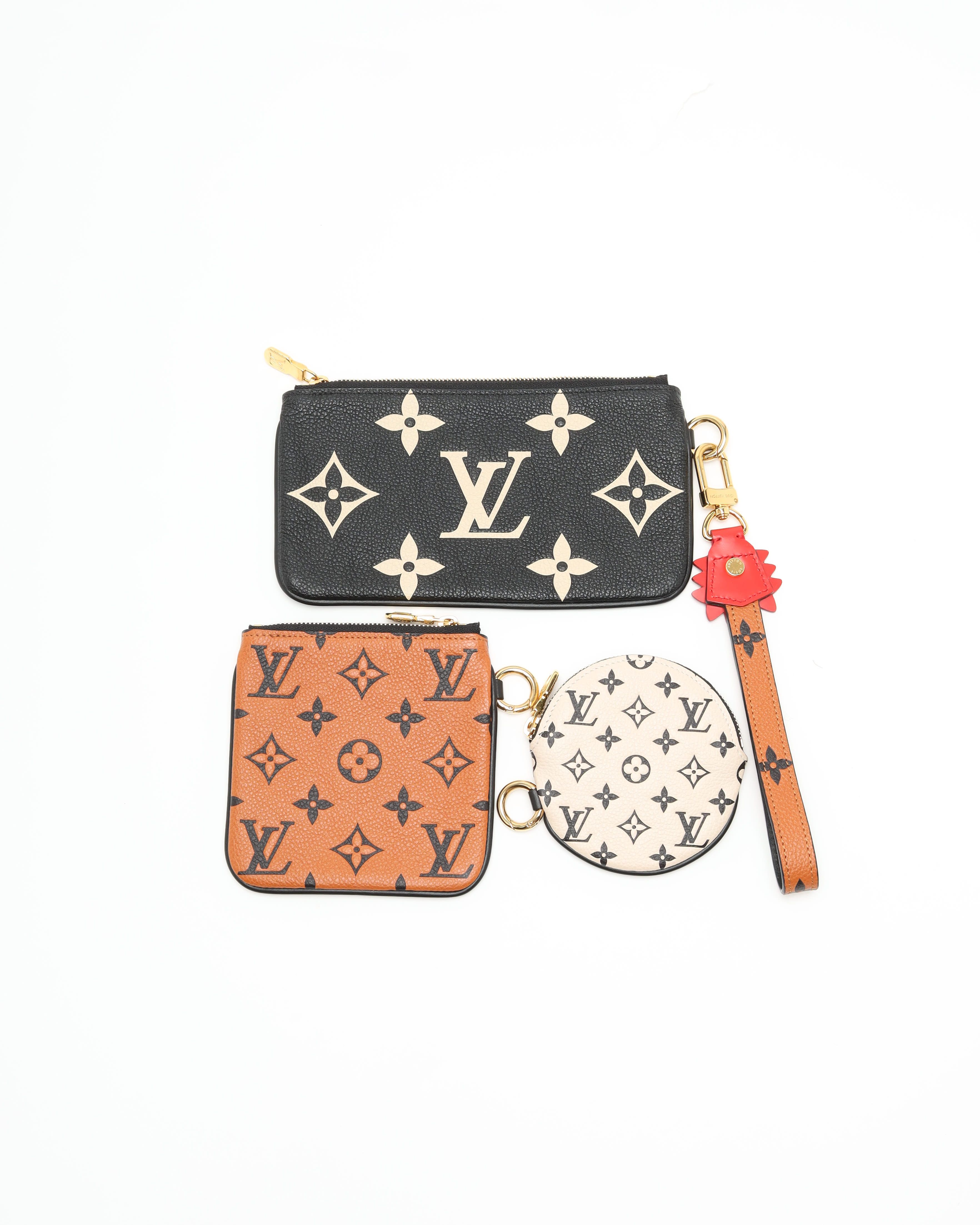 Pre-owned Louis Vuitton Black Monogram Empreinte Crafty Pochette Trio In Multi