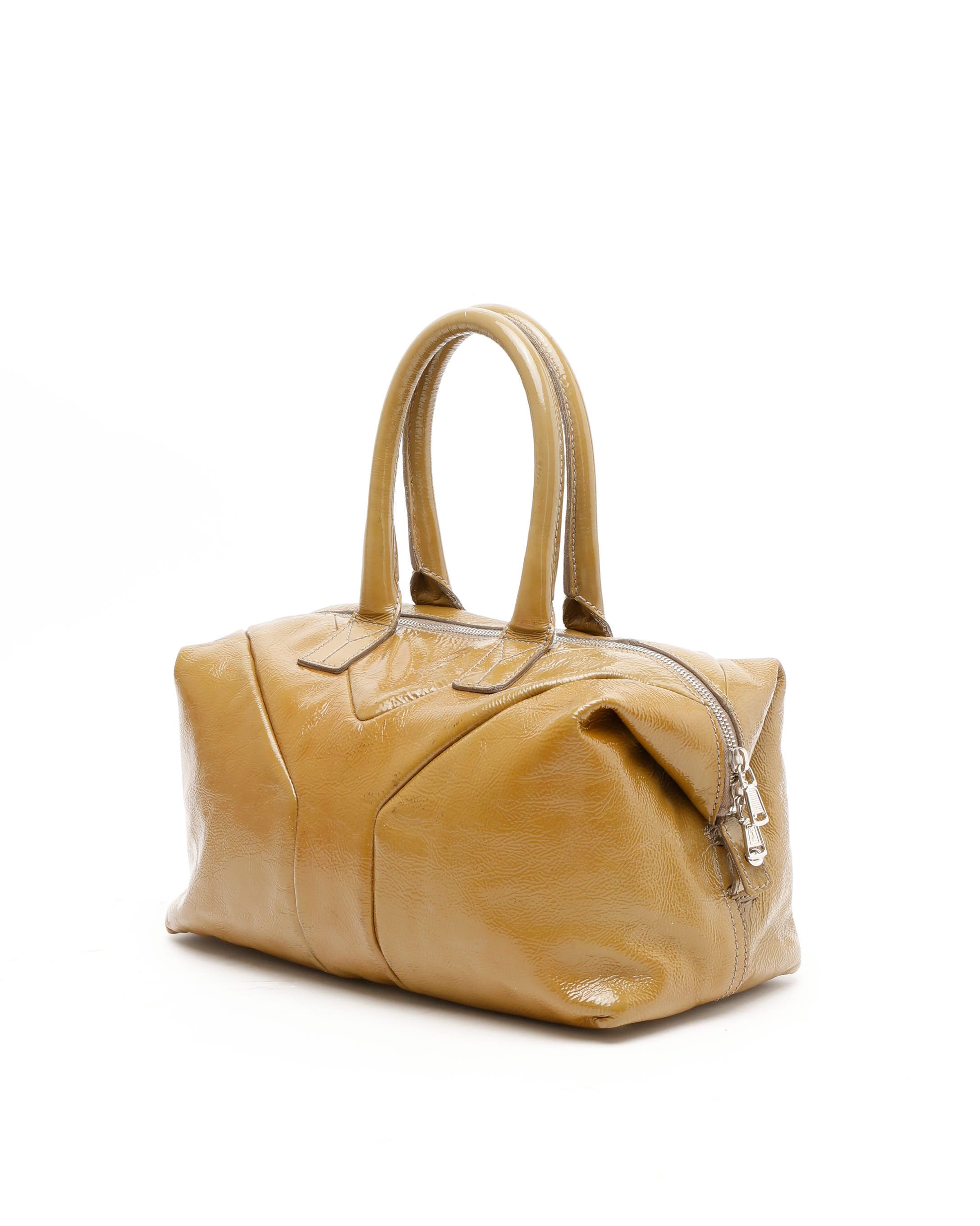 Saint Laurent Patent Y Boston Bag In Yellow