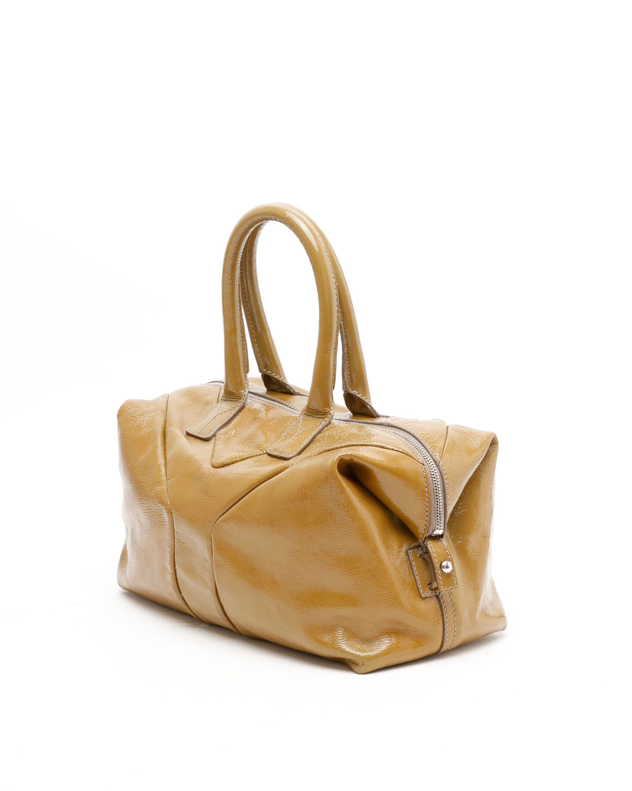 Saint Laurent Patent Y Boston Bag In Yellow