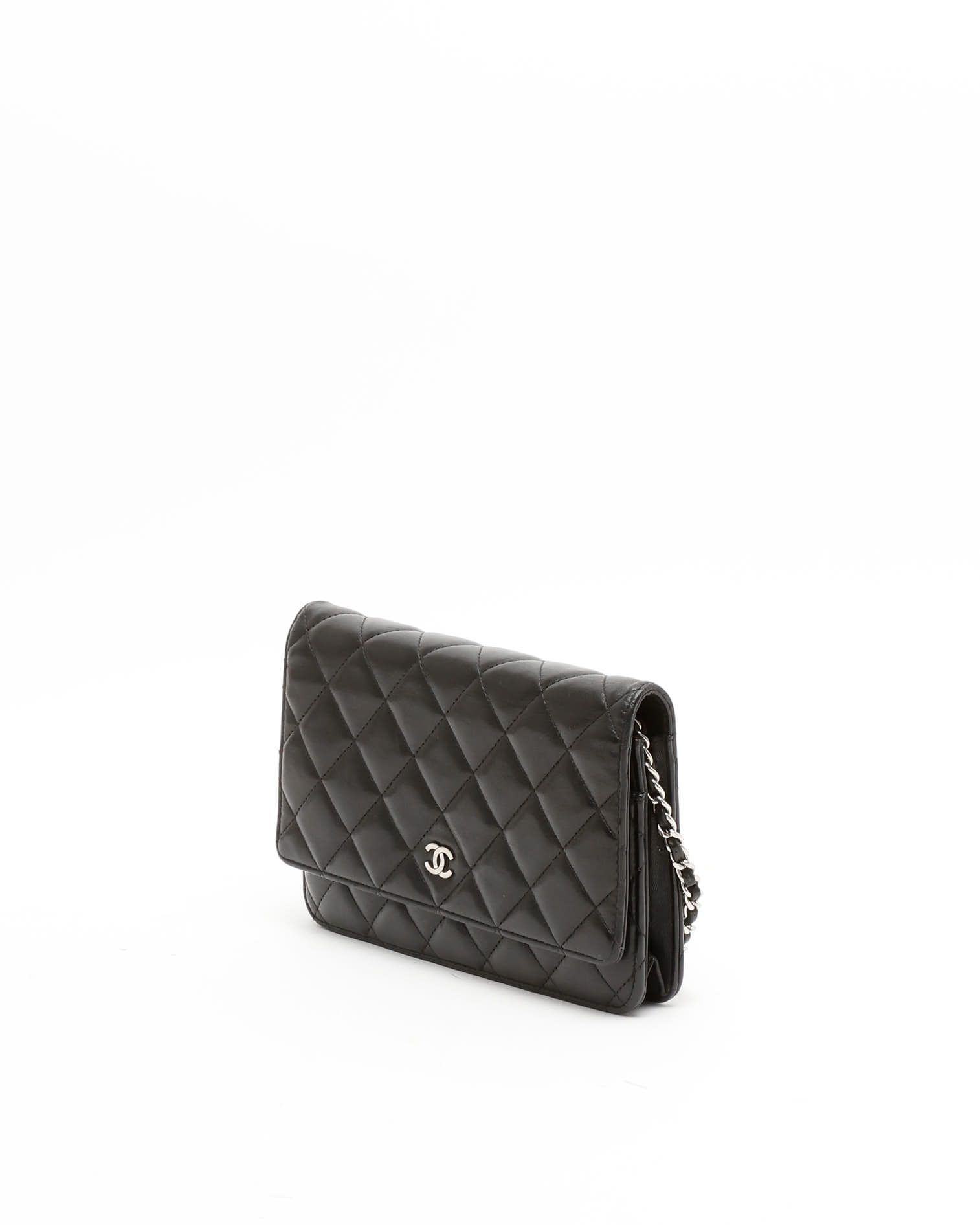 Pre-owned Chanel Wallet On Chain Bag In Black