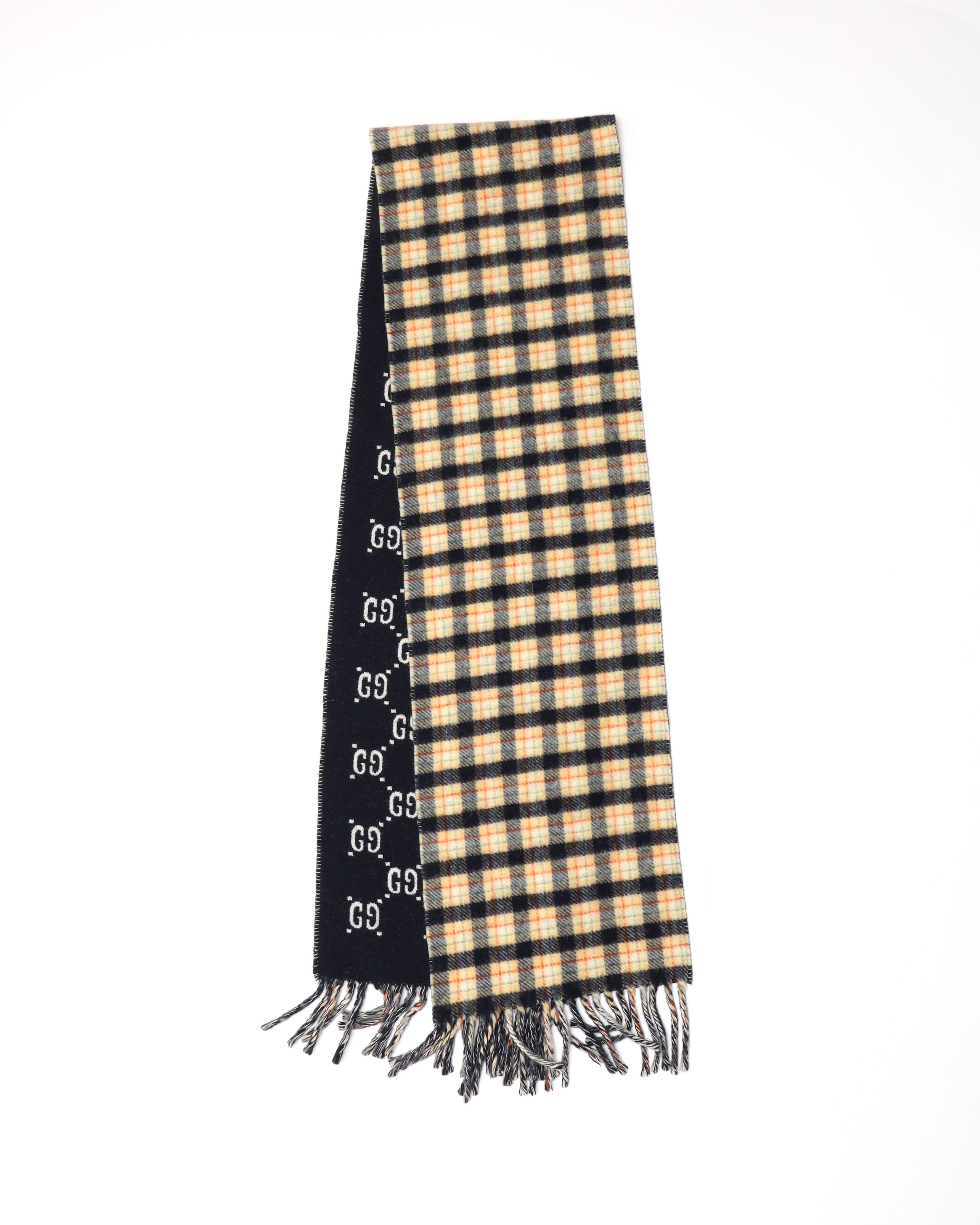 Gucci Check Gg Wool Jacquard Scarf In Brown