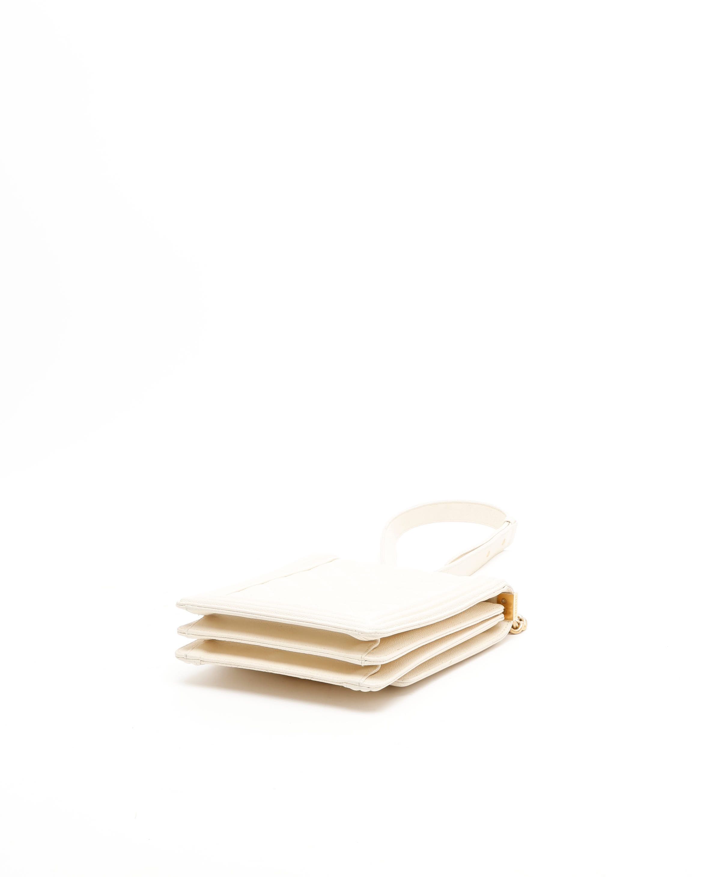 CHANEL Pre-owned Caviar North South Boy Bag In Sand