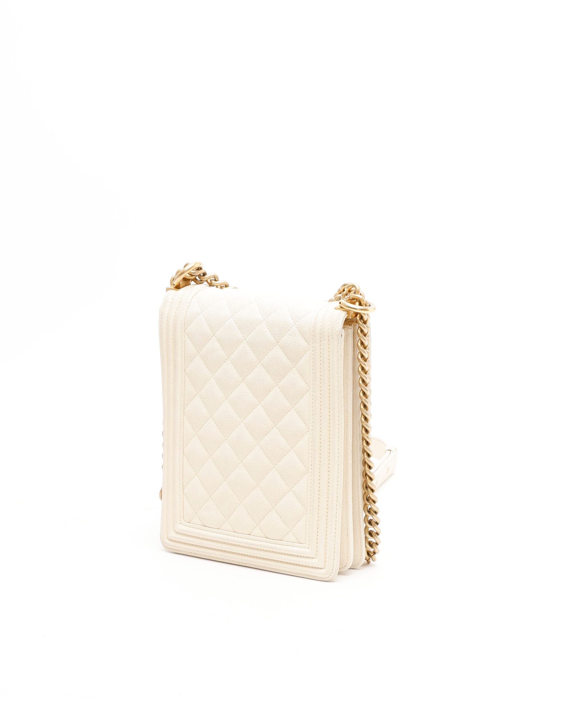 CHANEL Pre-owned Caviar North South Boy Bag In Sand