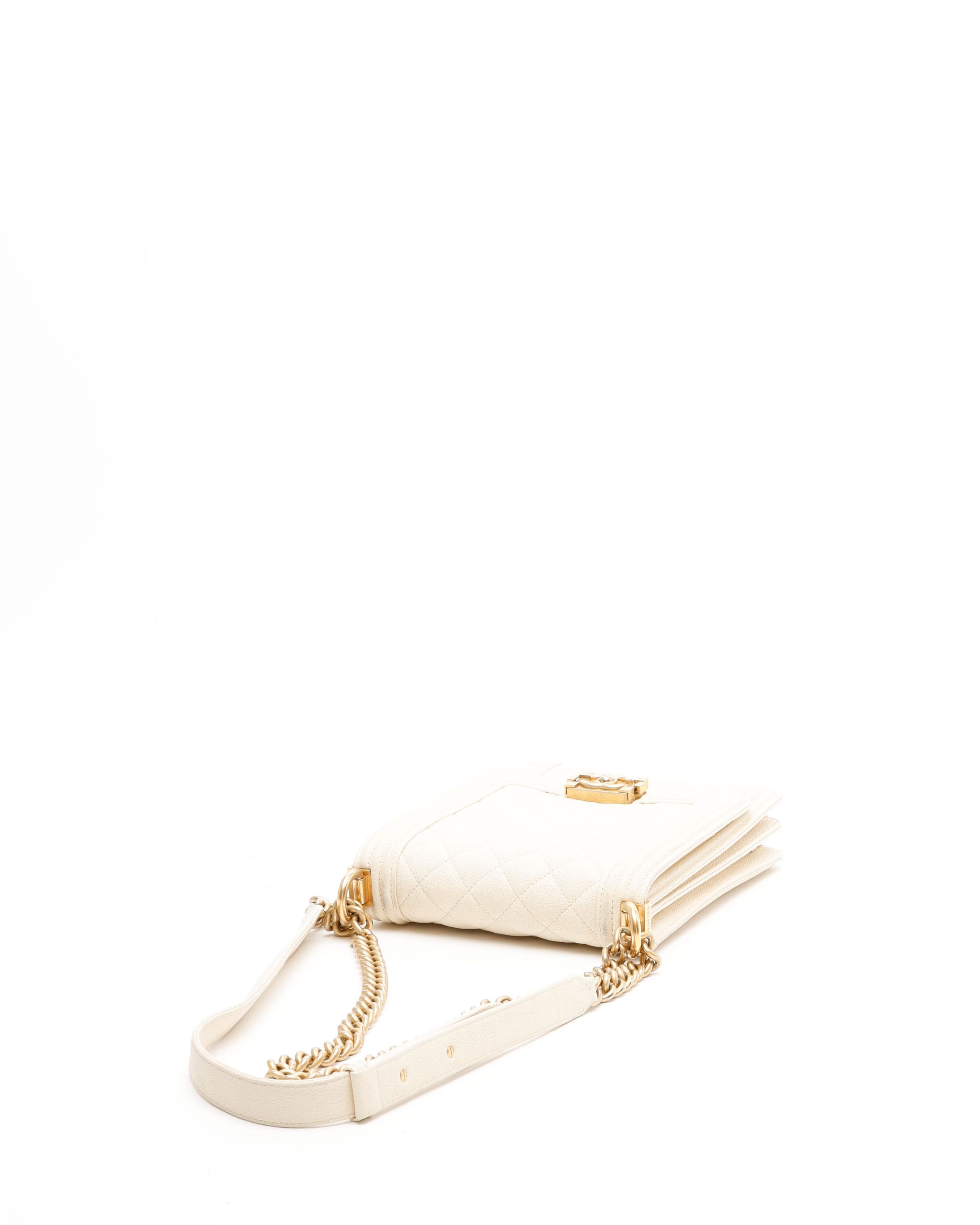 CHANEL Pre-owned Caviar North South Boy Bag In Sand