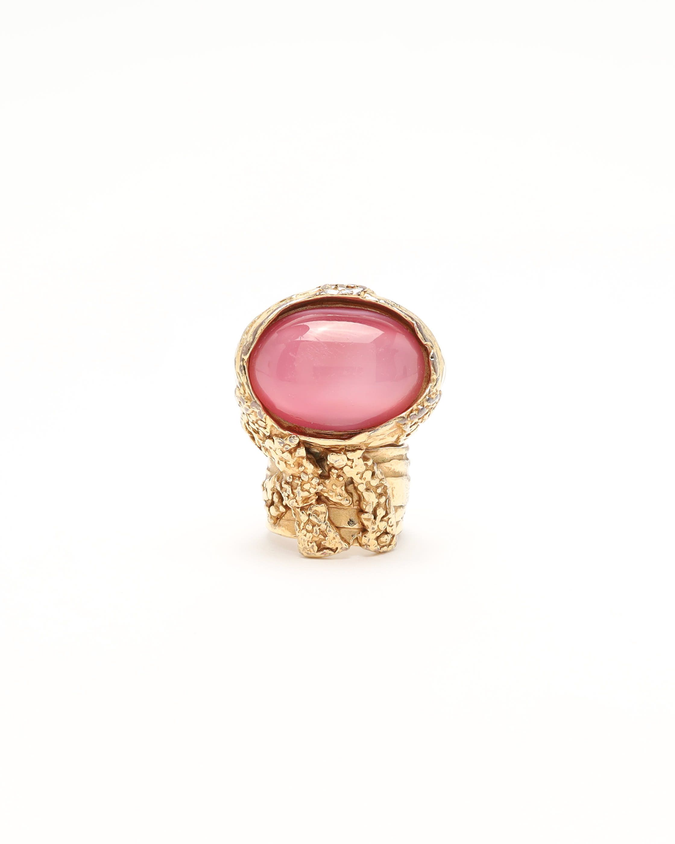 Saint Laurent Vintage Stone Ring In Gold