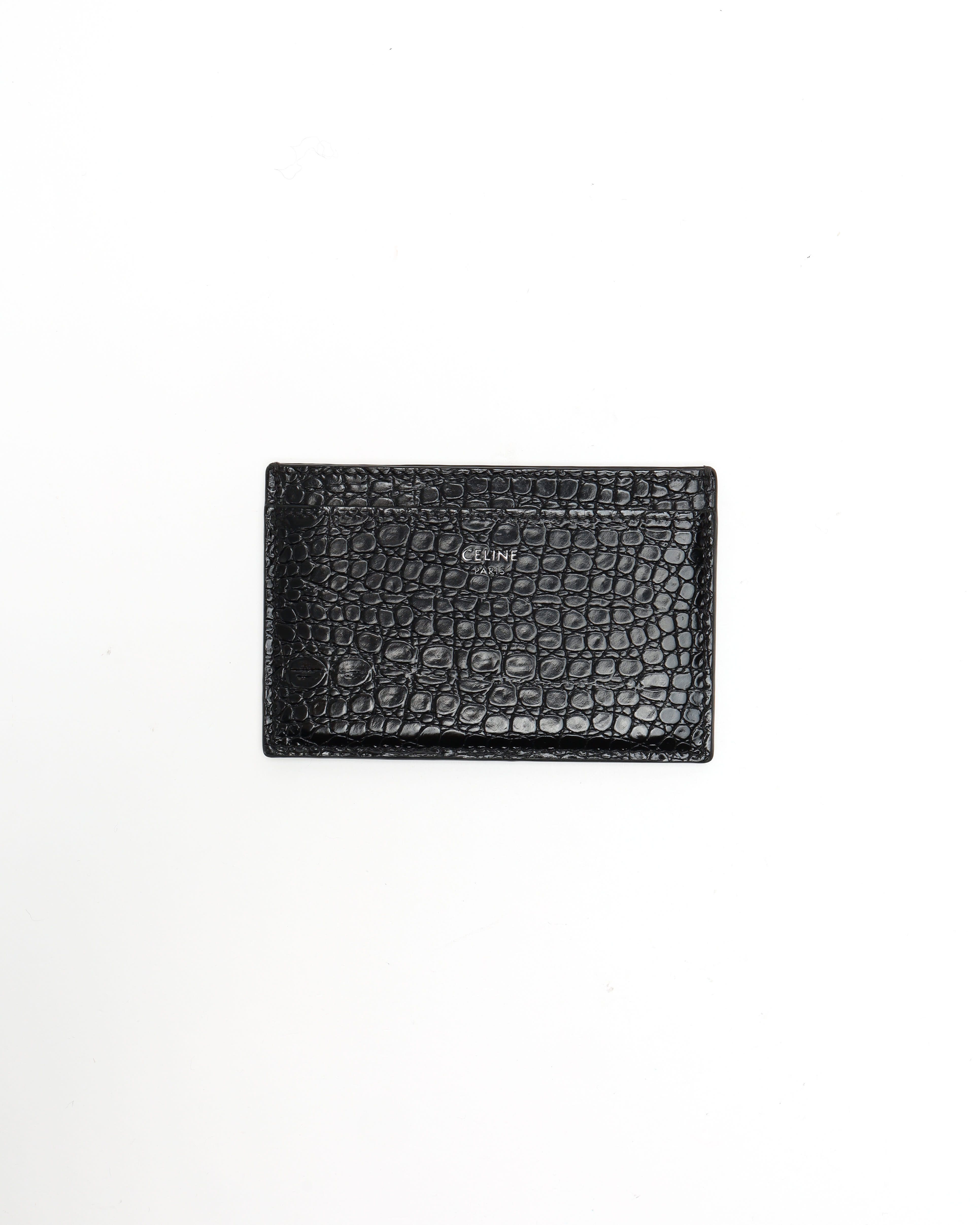 Céline Logo Mock Croc Card Holder