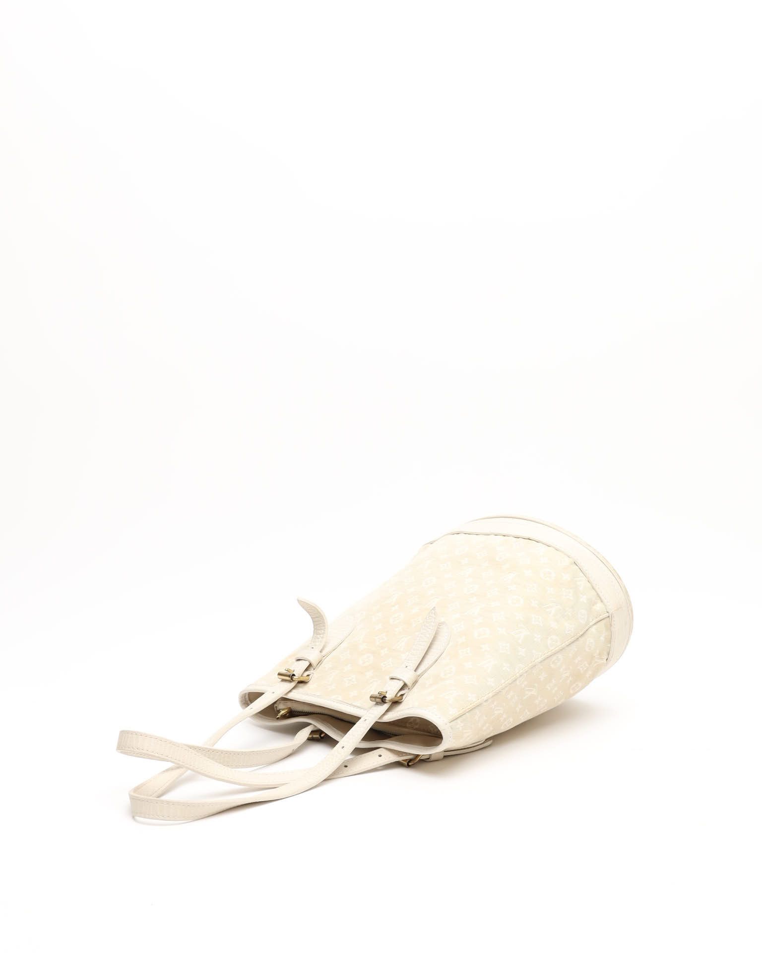 Pre-owned Louis Vuitton Monogram Mini Lin Pm Bucket Bag In Sand