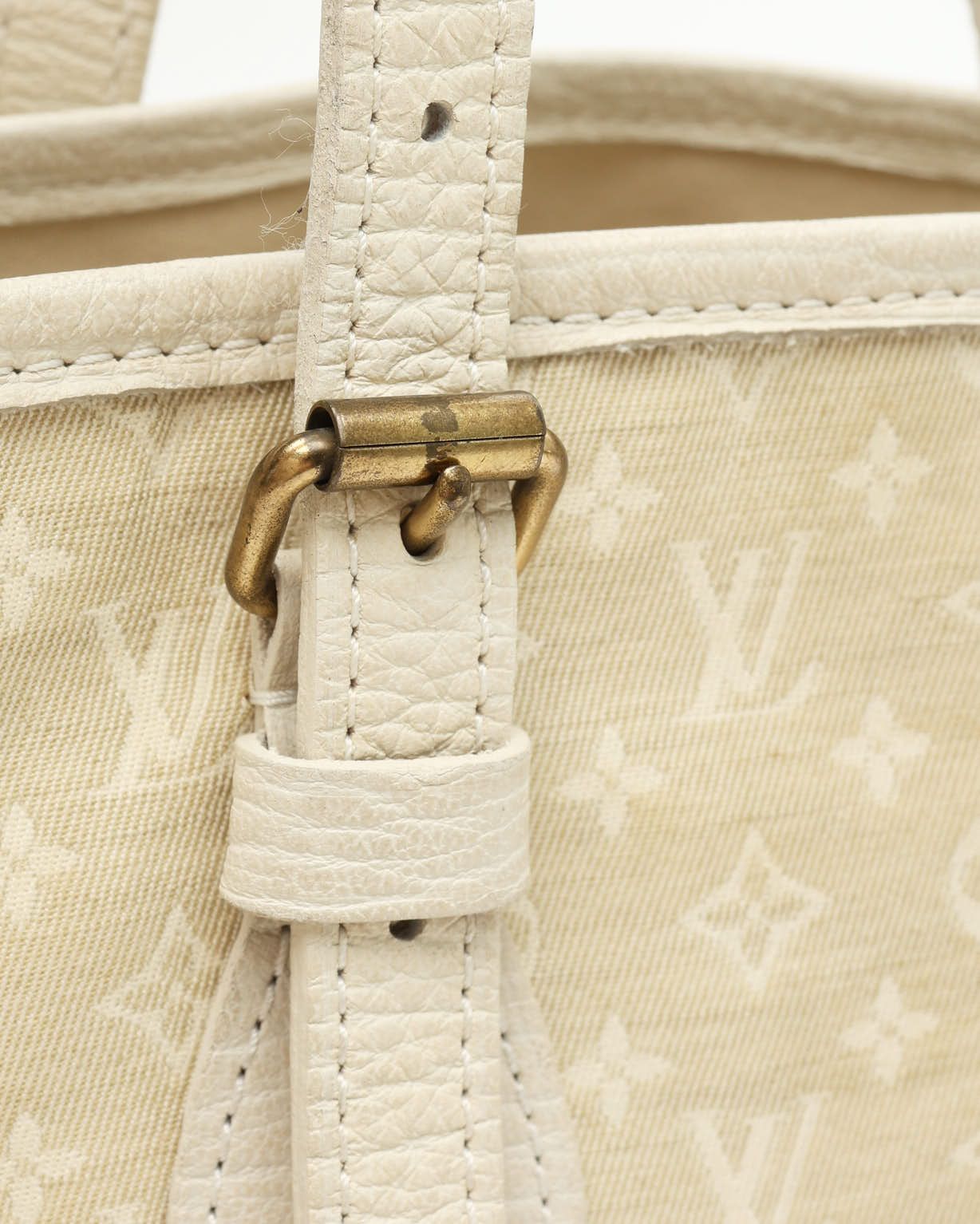 Pre-owned Louis Vuitton Monogram Mini Lin Pm Bucket Bag In Sand