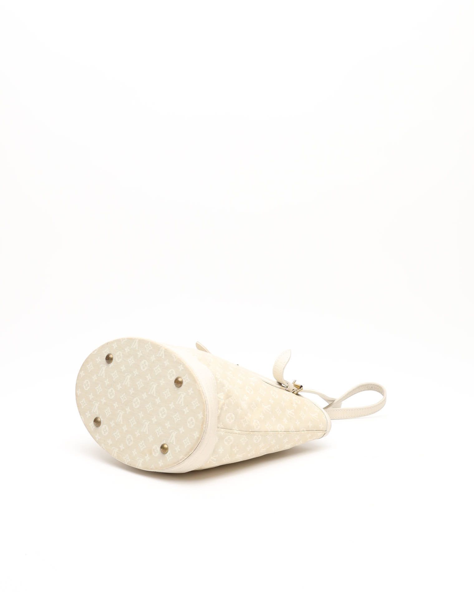 Pre-owned Louis Vuitton Monogram Mini Lin Pm Bucket Bag In Sand