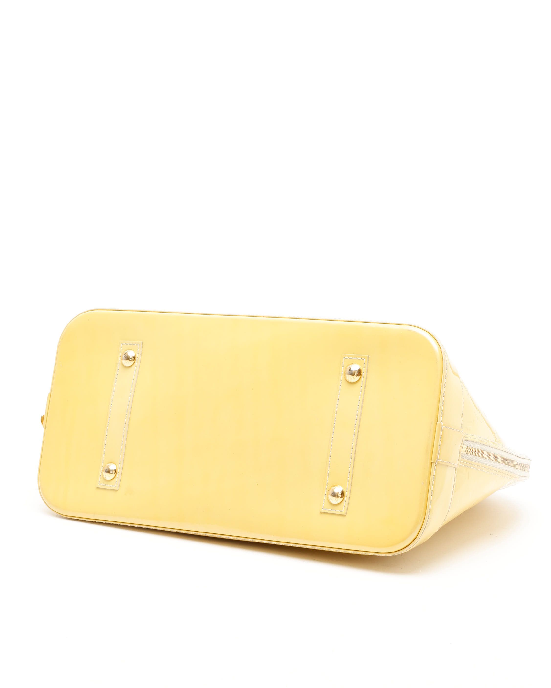 Pre-owned Louis Vuitton Vernis Alma Gm Bag In Yellow