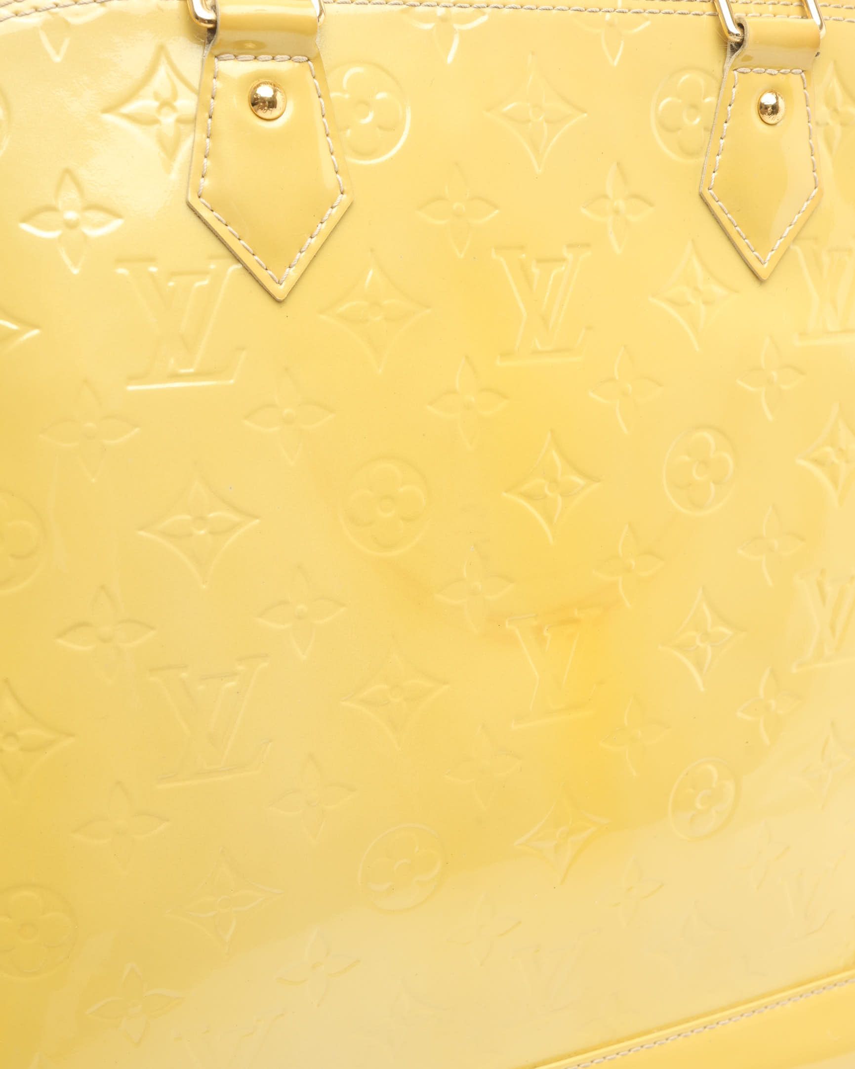 Pre-owned Louis Vuitton Vernis Alma Gm Bag In Yellow