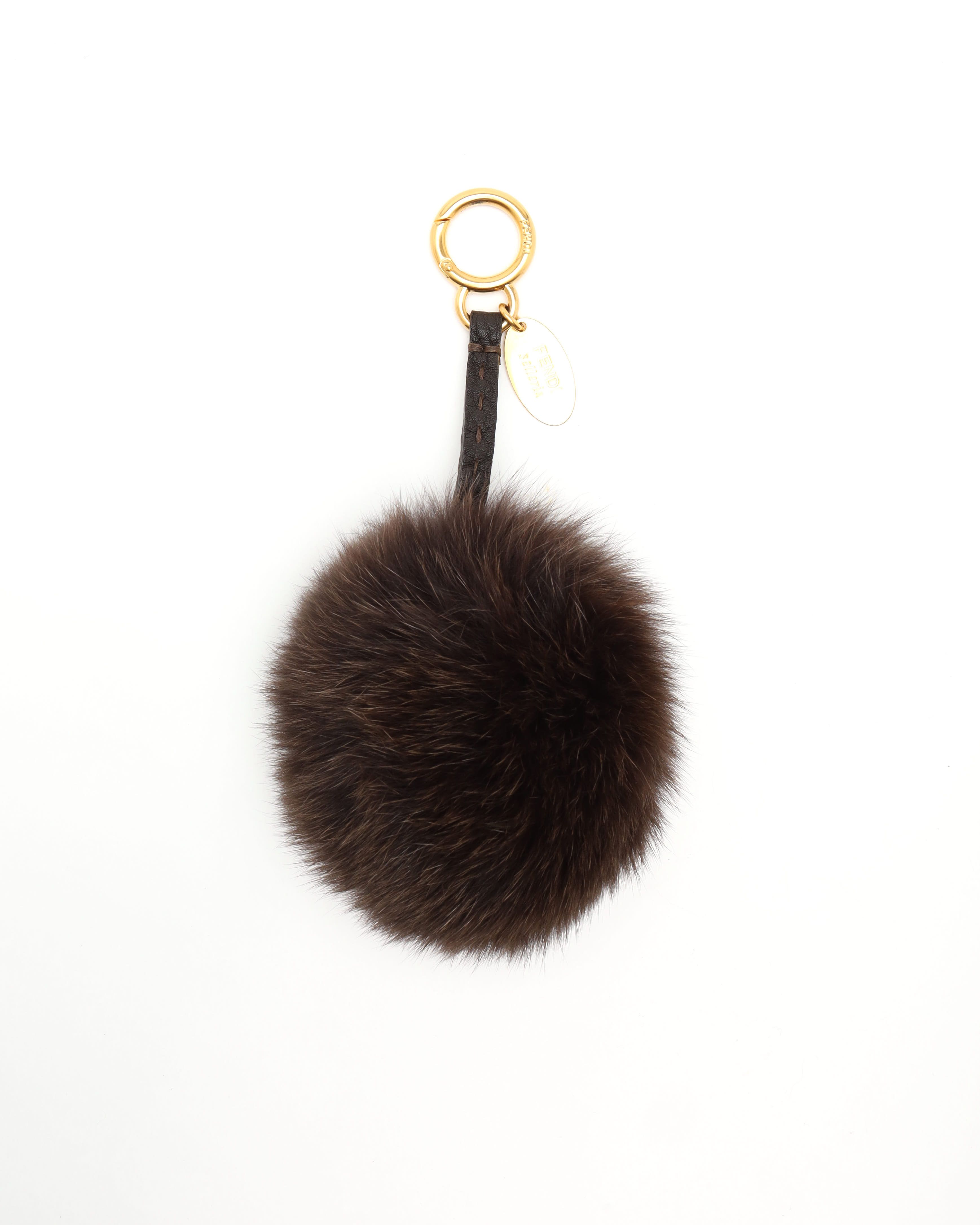Fendi Pom-pom Fur Charm In Brown