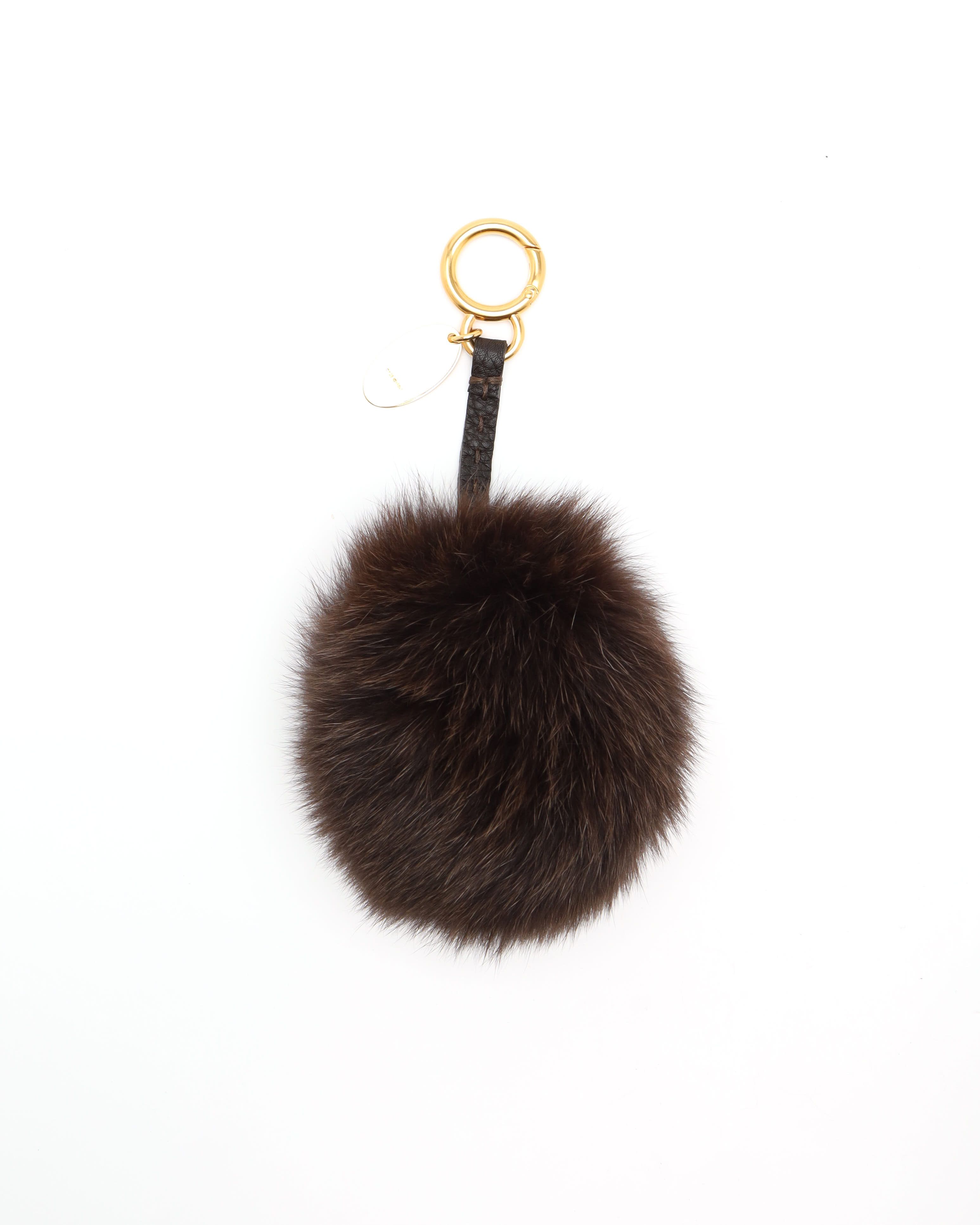 Fendi Pom-pom Fur Charm In Brown