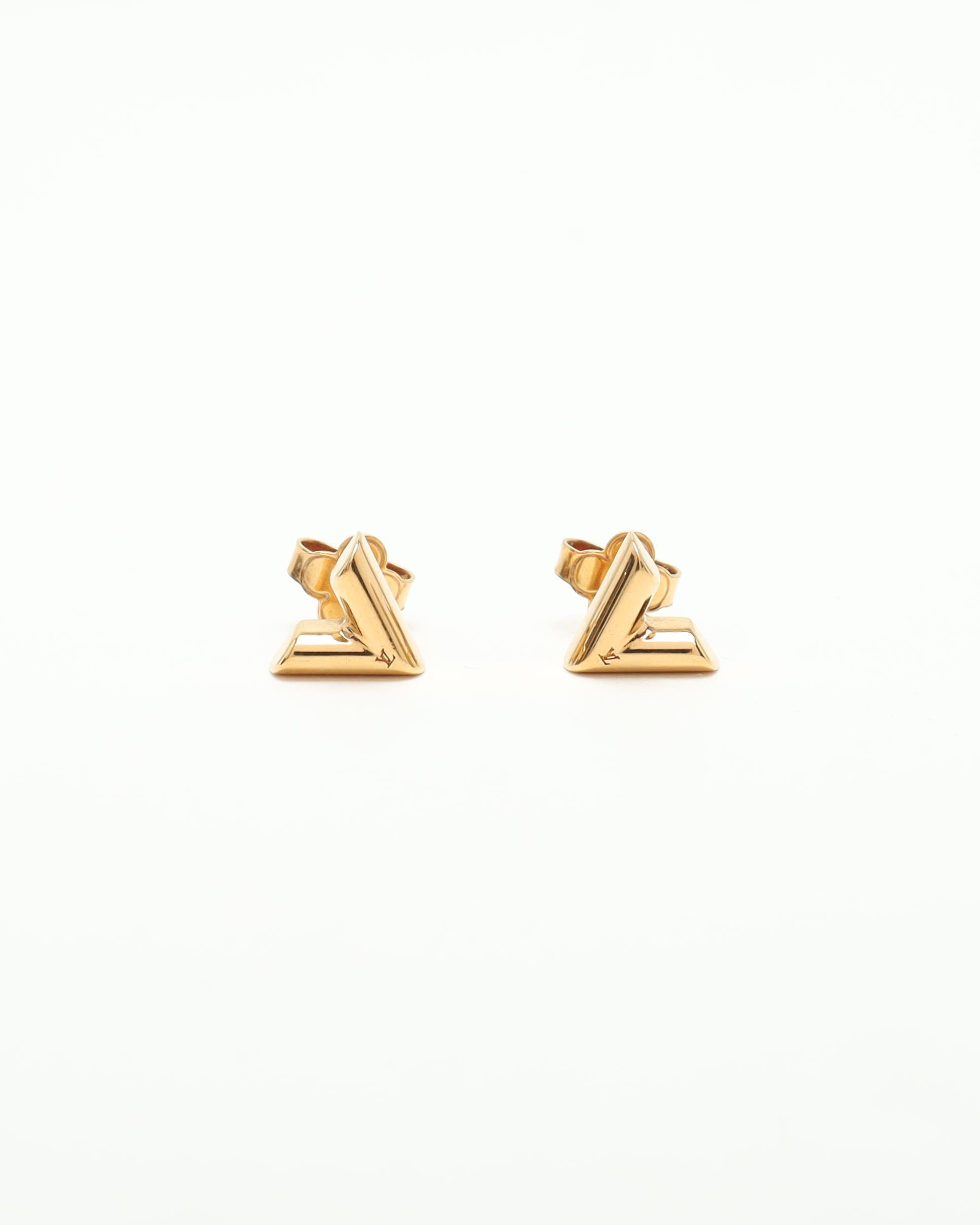 Pre-owned Louis Vuitton Essential V Stud Earrings In Gold