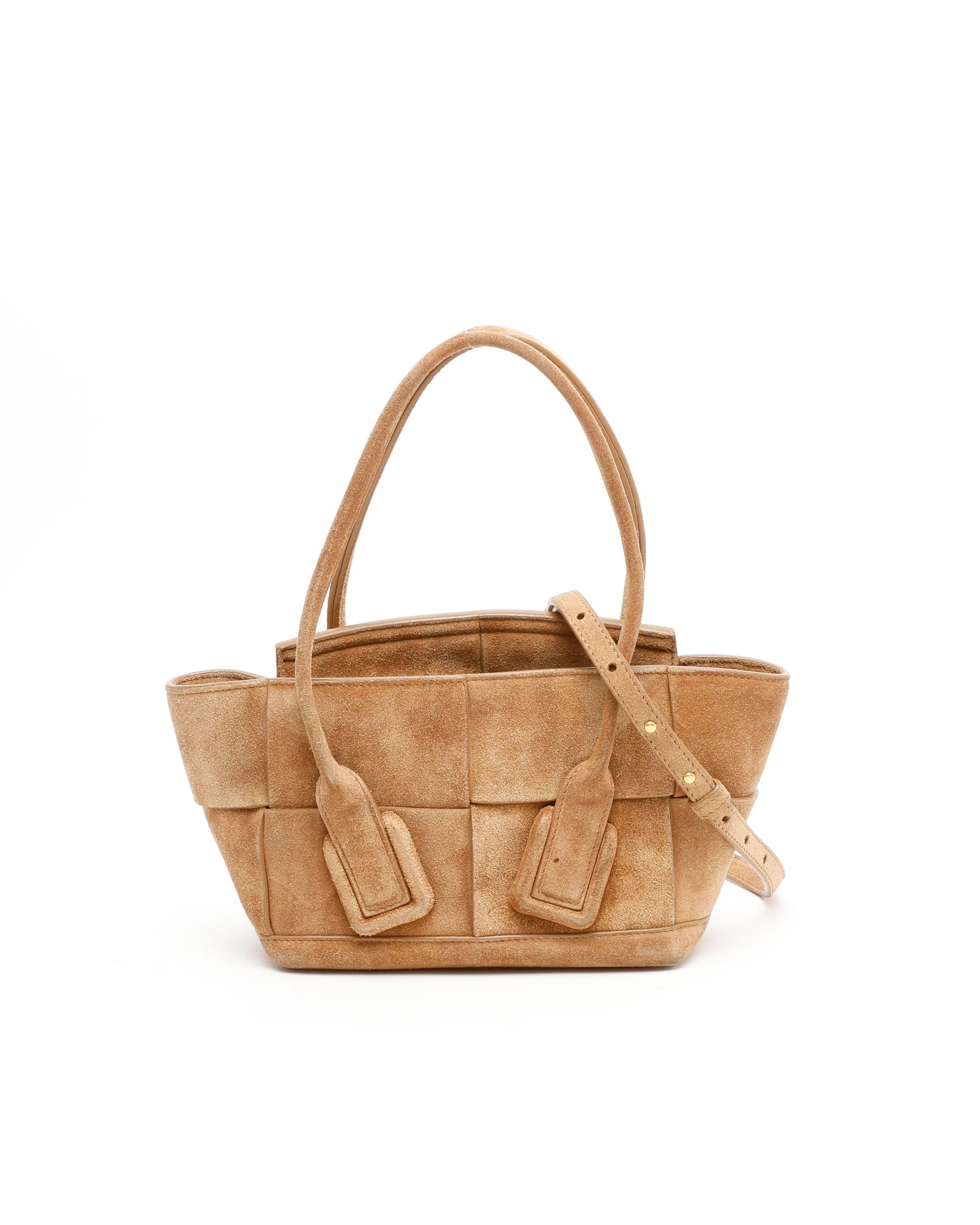 Bottega Veneta Suede Mini Arco Bag In Brown
