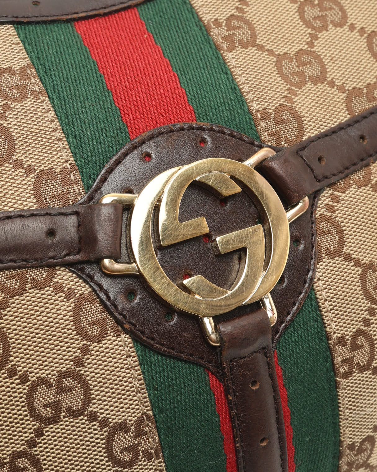 Gucci Gg Sherry Line Bag In Brown