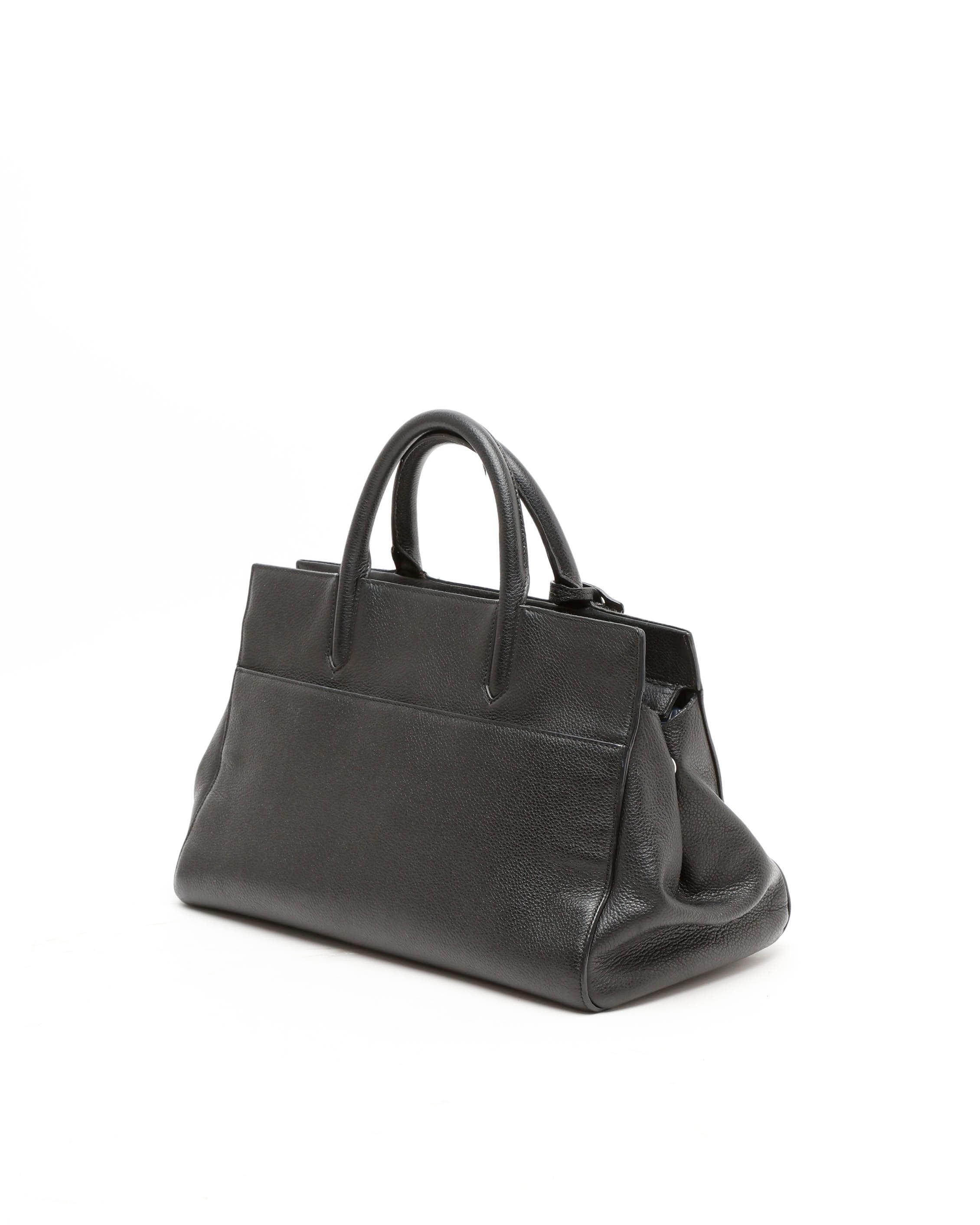 Saint Laurent Medium Cabas Rive Gauche Bag In Black