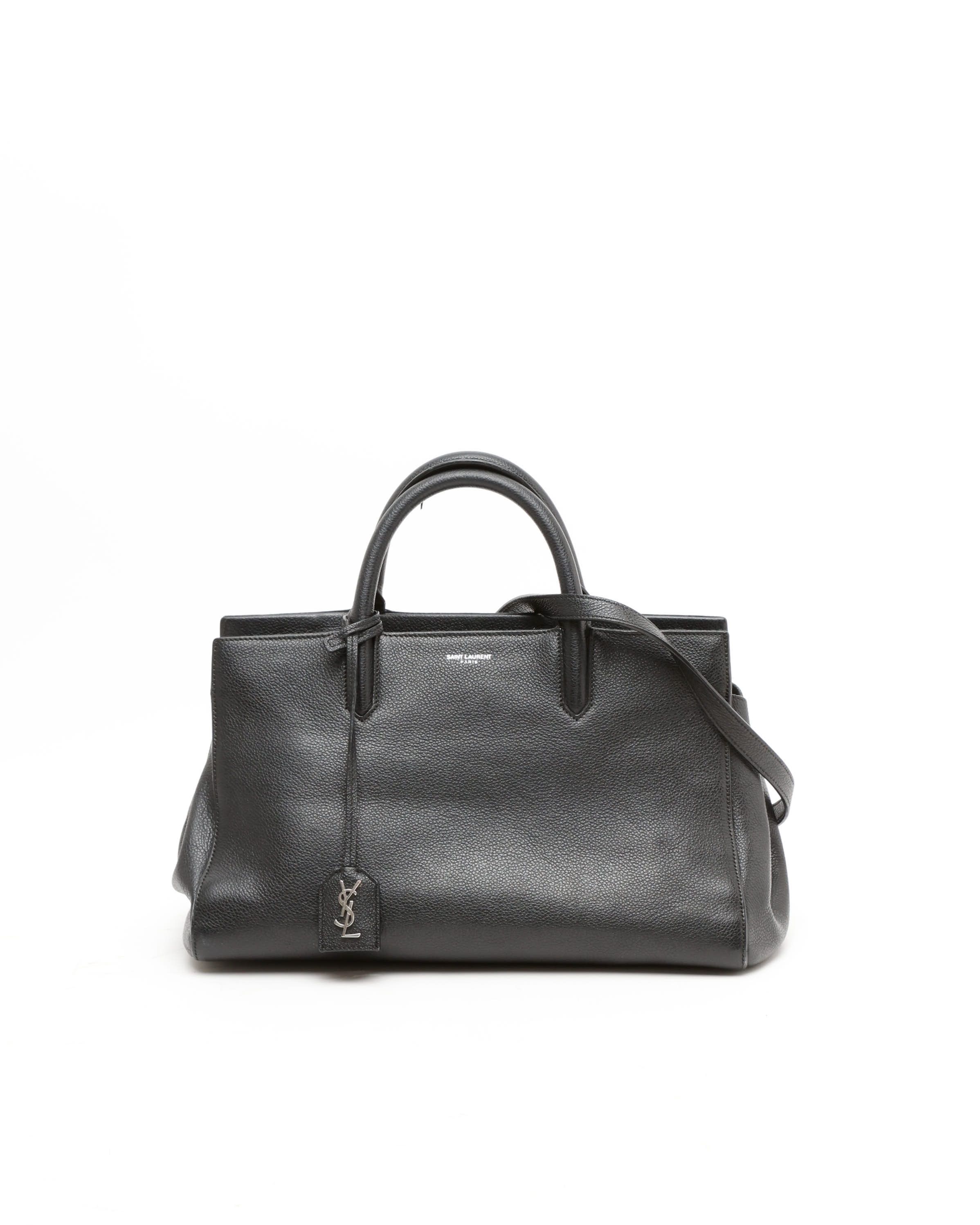 Saint Laurent Medium Cabas Rive Gauche Bag In Black