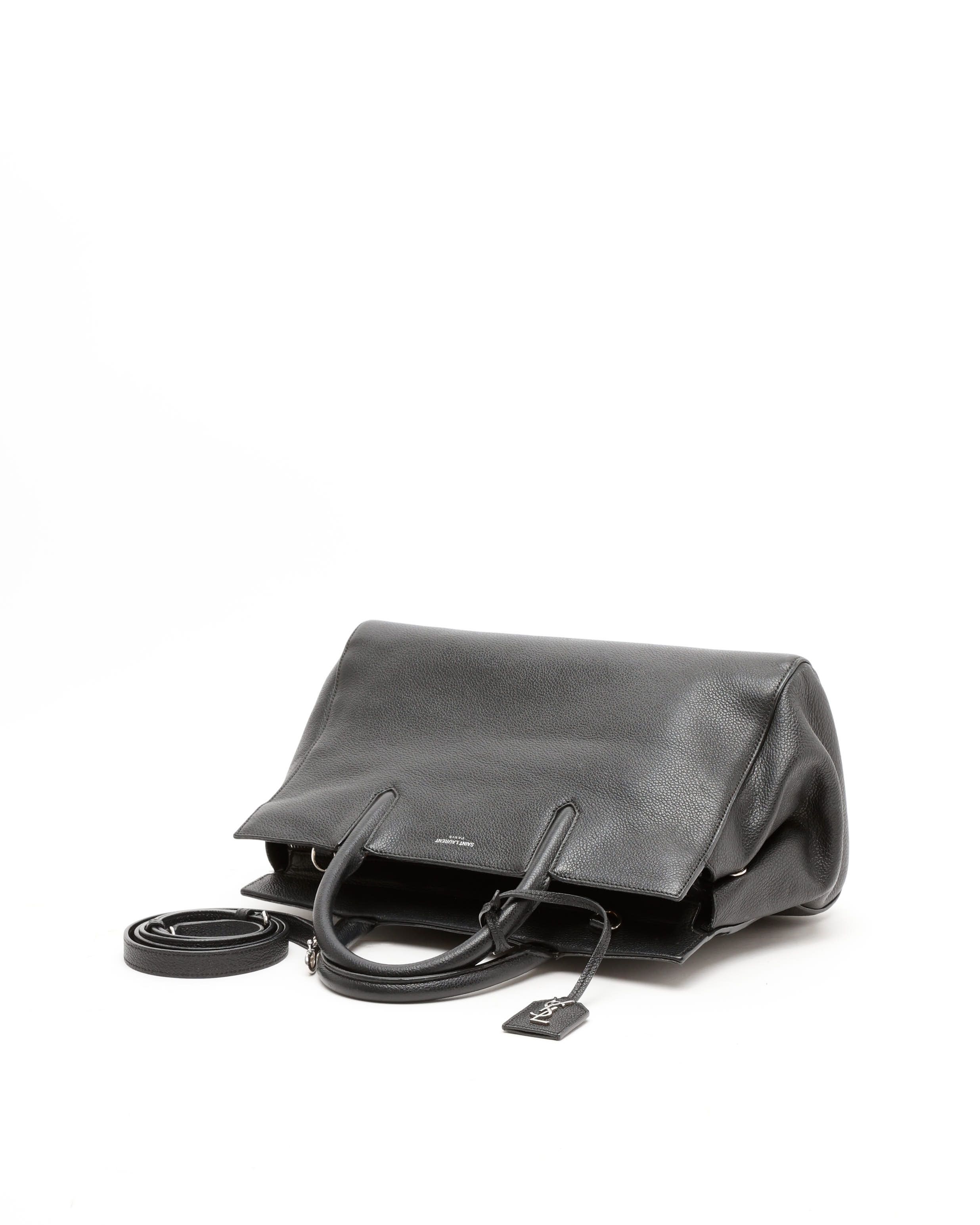 Saint Laurent Medium Cabas Rive Gauche Bag In Black