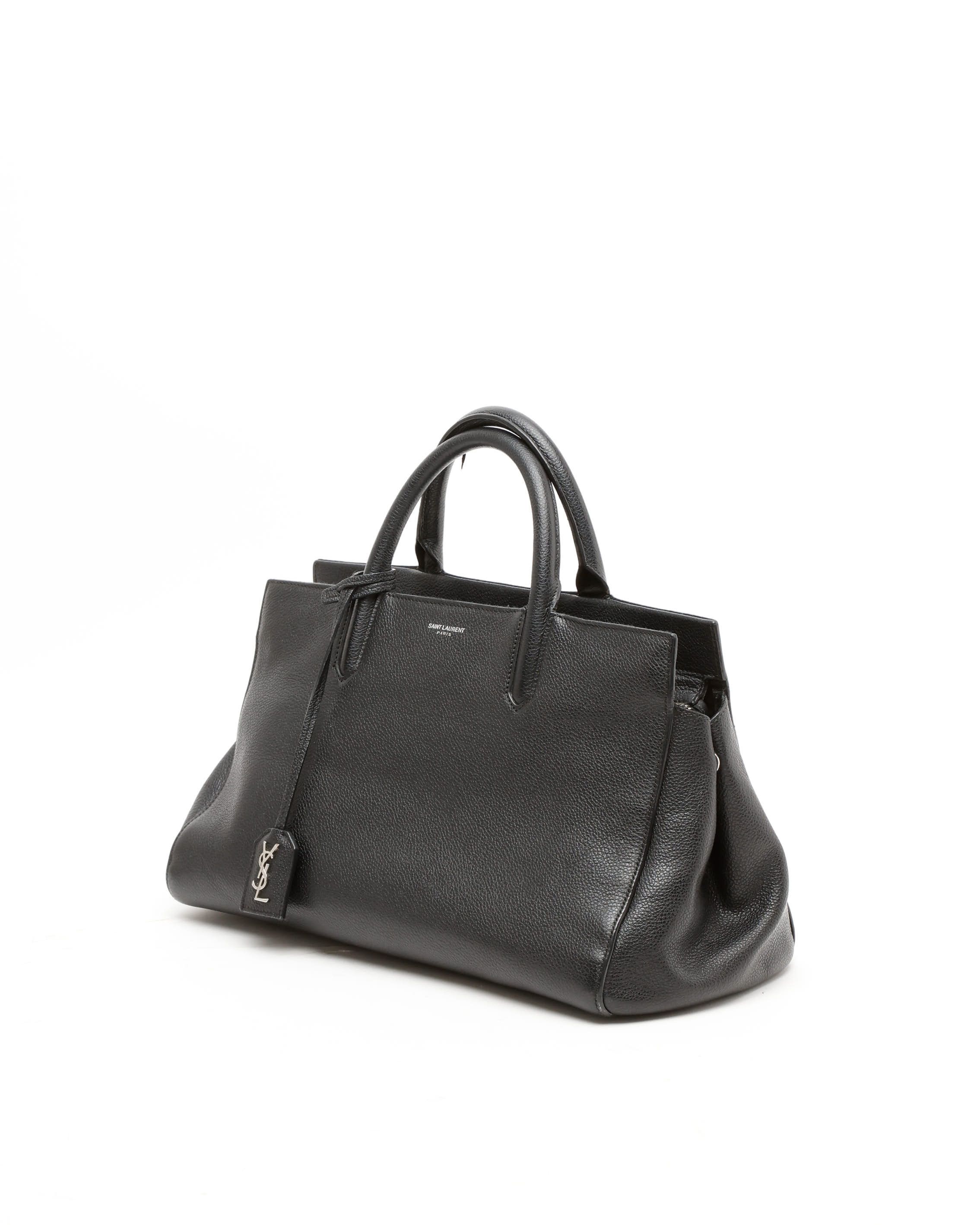 Saint Laurent Medium Cabas Rive Gauche Bag In Black