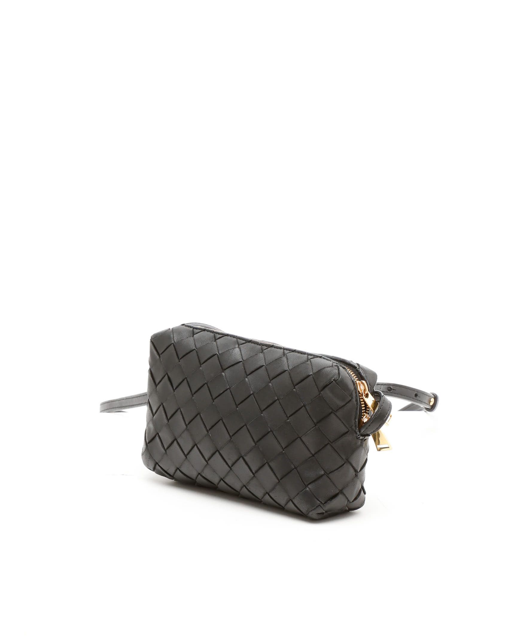 Bottega Veneta Intrecciato Mini Loop Camera Bag In Black