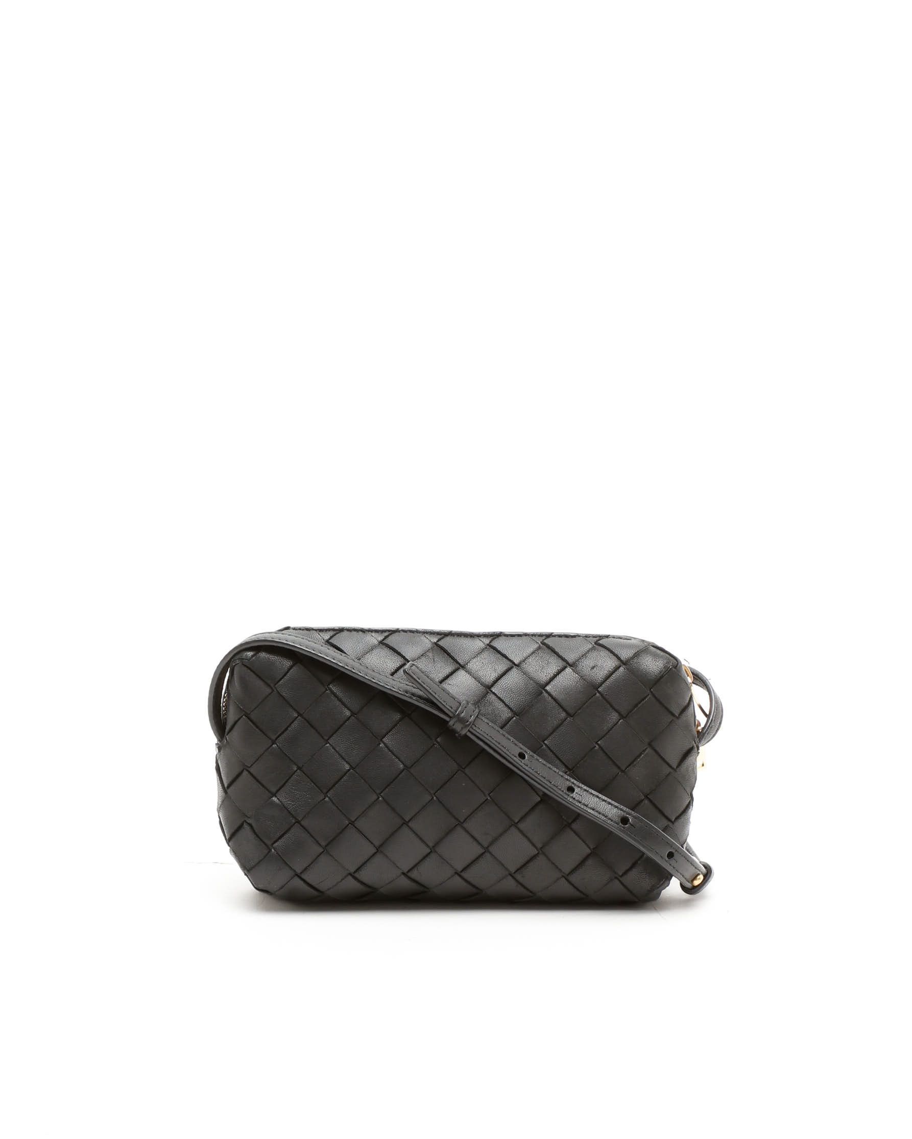 Bottega Veneta Intrecciato Mini Loop Camera Bag In Black