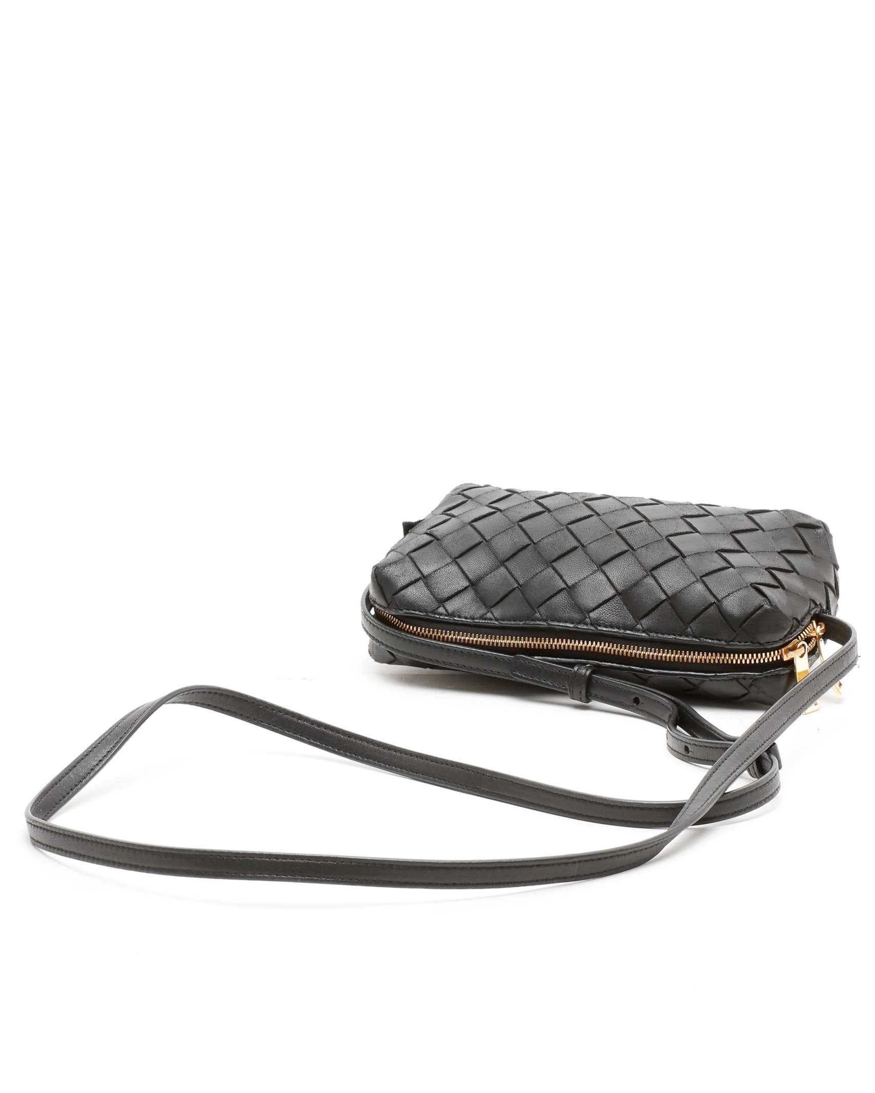 Bottega Veneta Intrecciato Mini Loop Camera Bag In Black