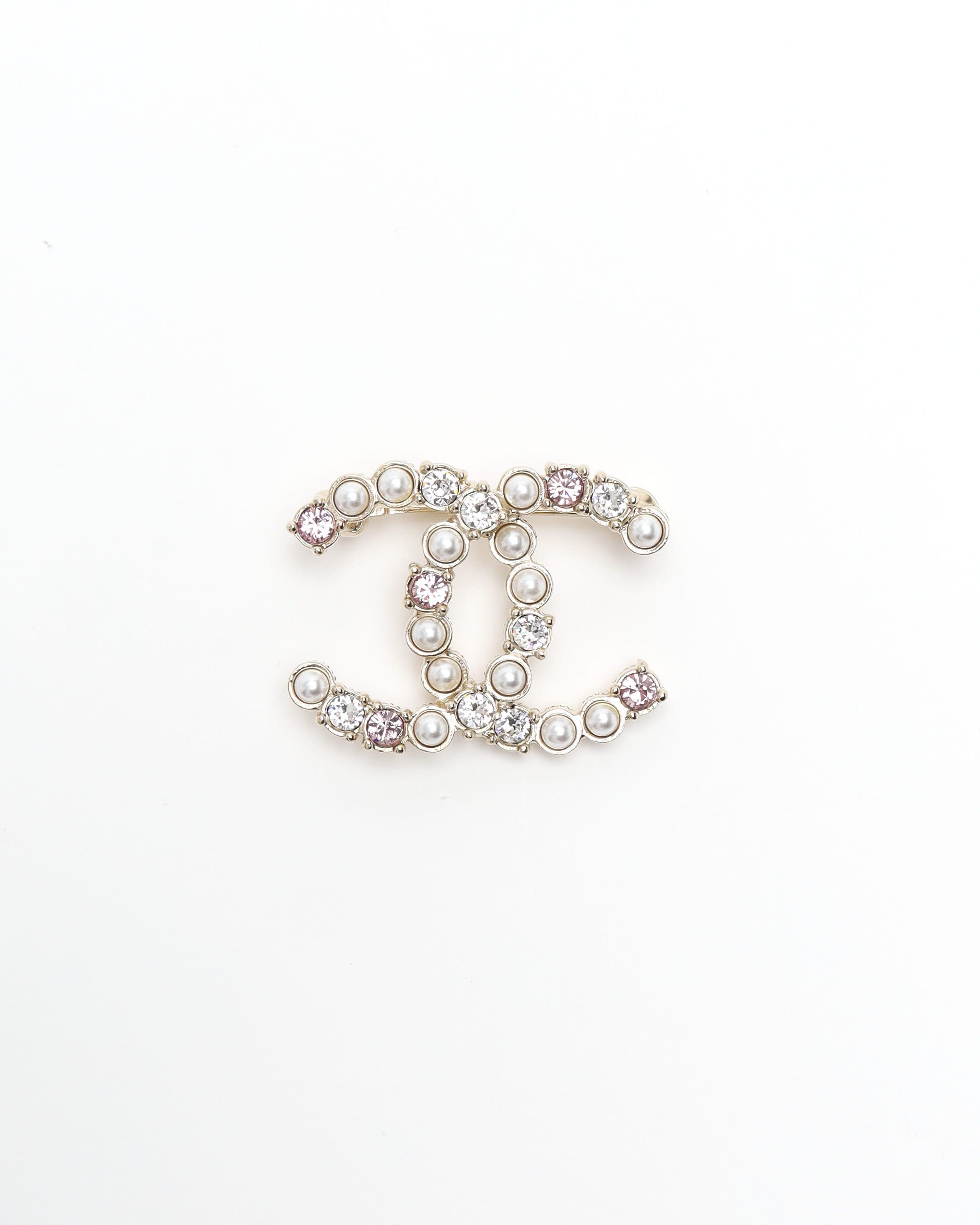 Pre-owned Chanel Coco Mark Rhinestone Brooch In Multi