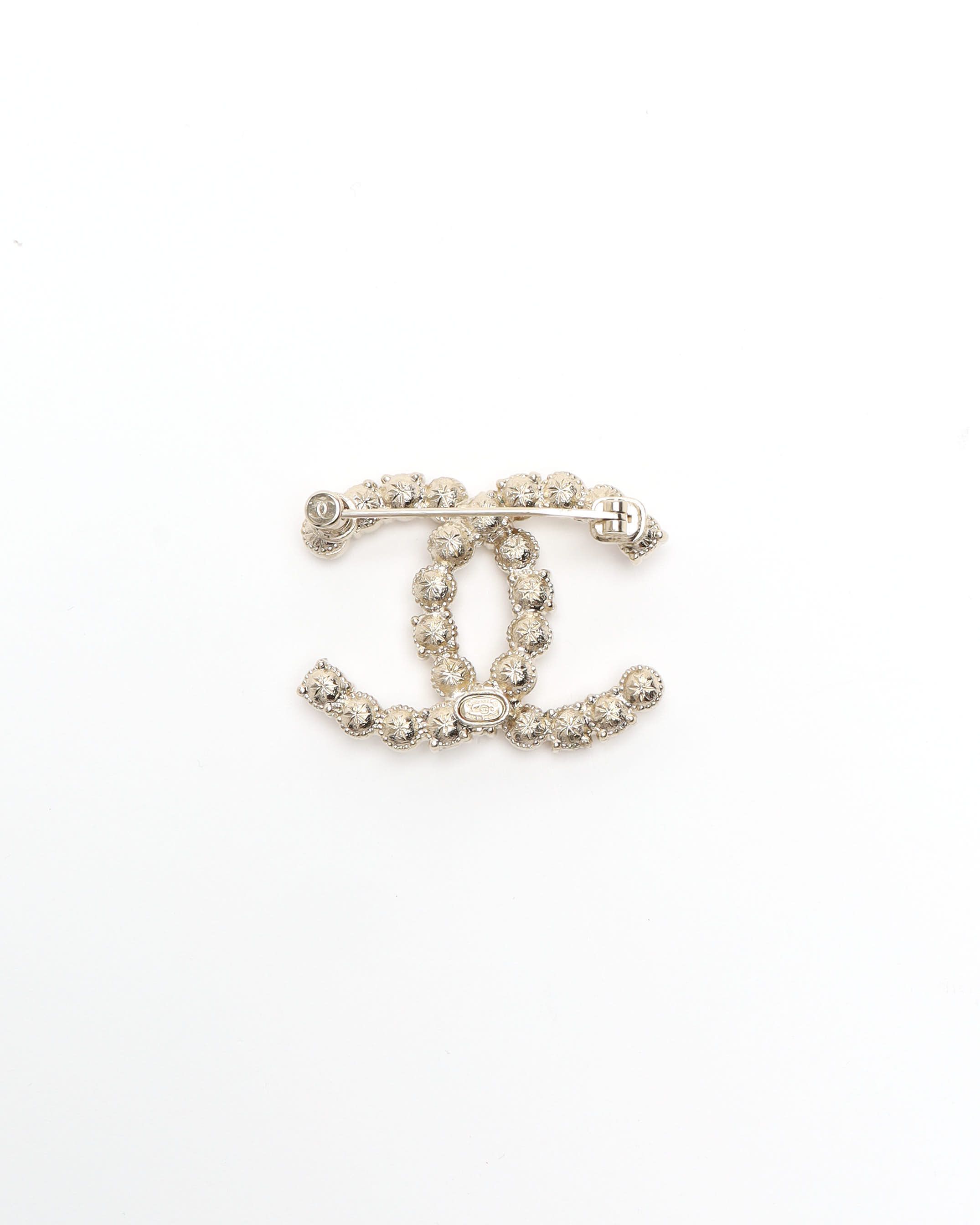 Pre-owned Chanel Coco Mark Rhinestone Brooch In Multi