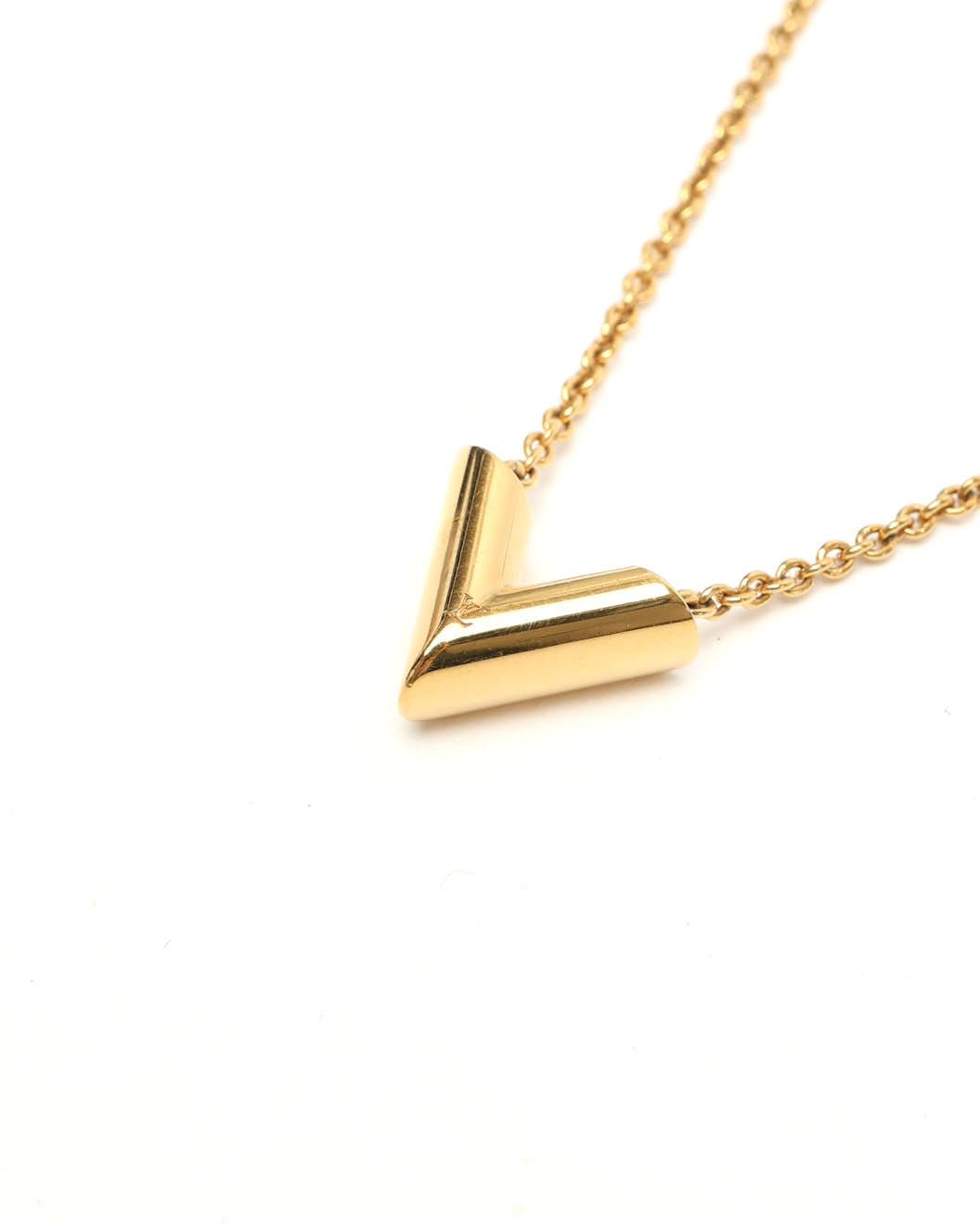 Pre-owned Louis Vuitton Essential V Necklace In Gold