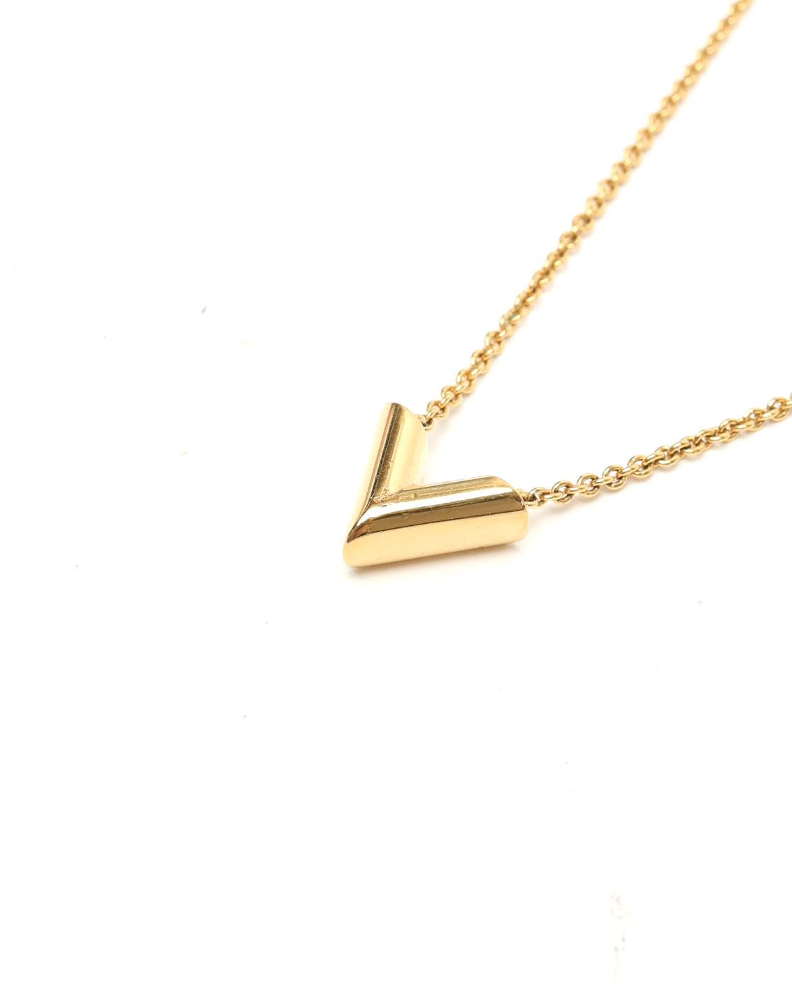 Pre-owned Louis Vuitton Essential V Necklace In Gold