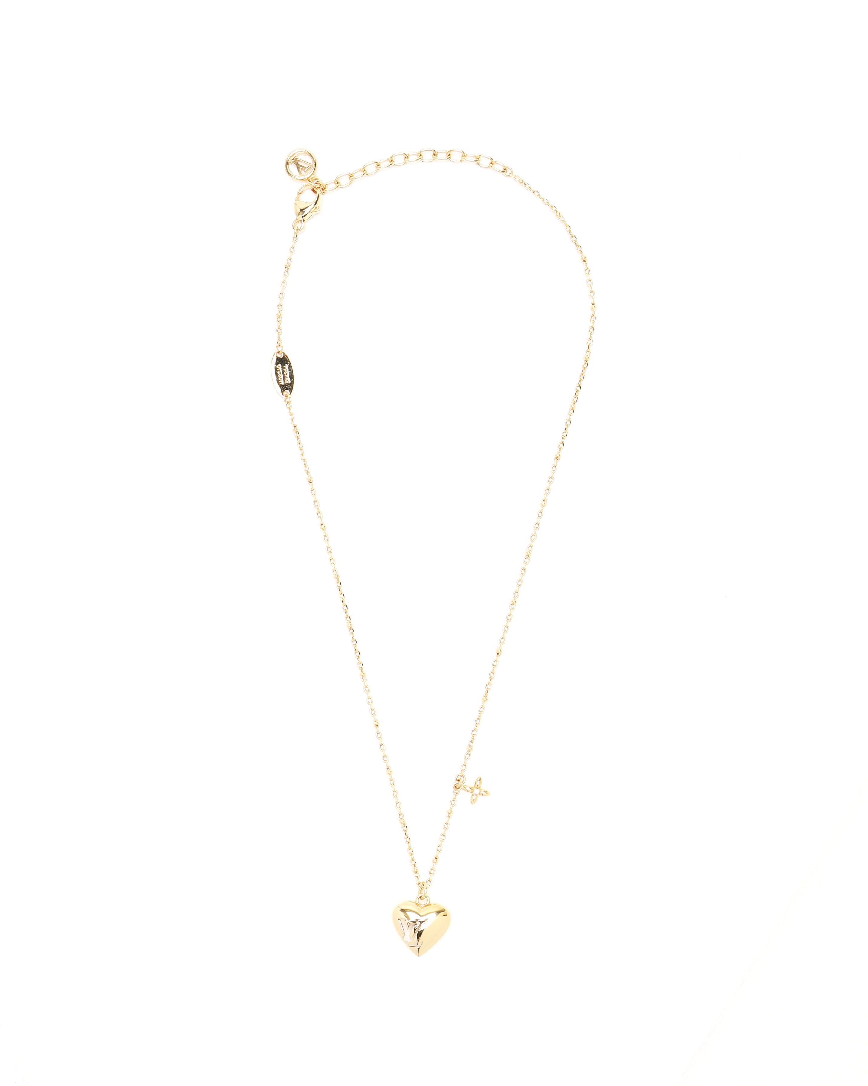 Pre-owned Louis Vuitton Blooming Heart Necklace In Gold