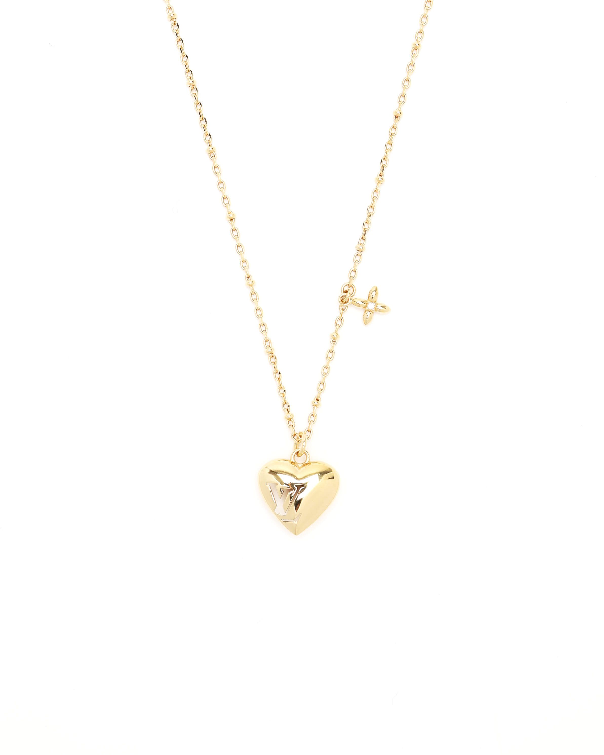 Pre-owned Louis Vuitton Blooming Heart Necklace In Gold