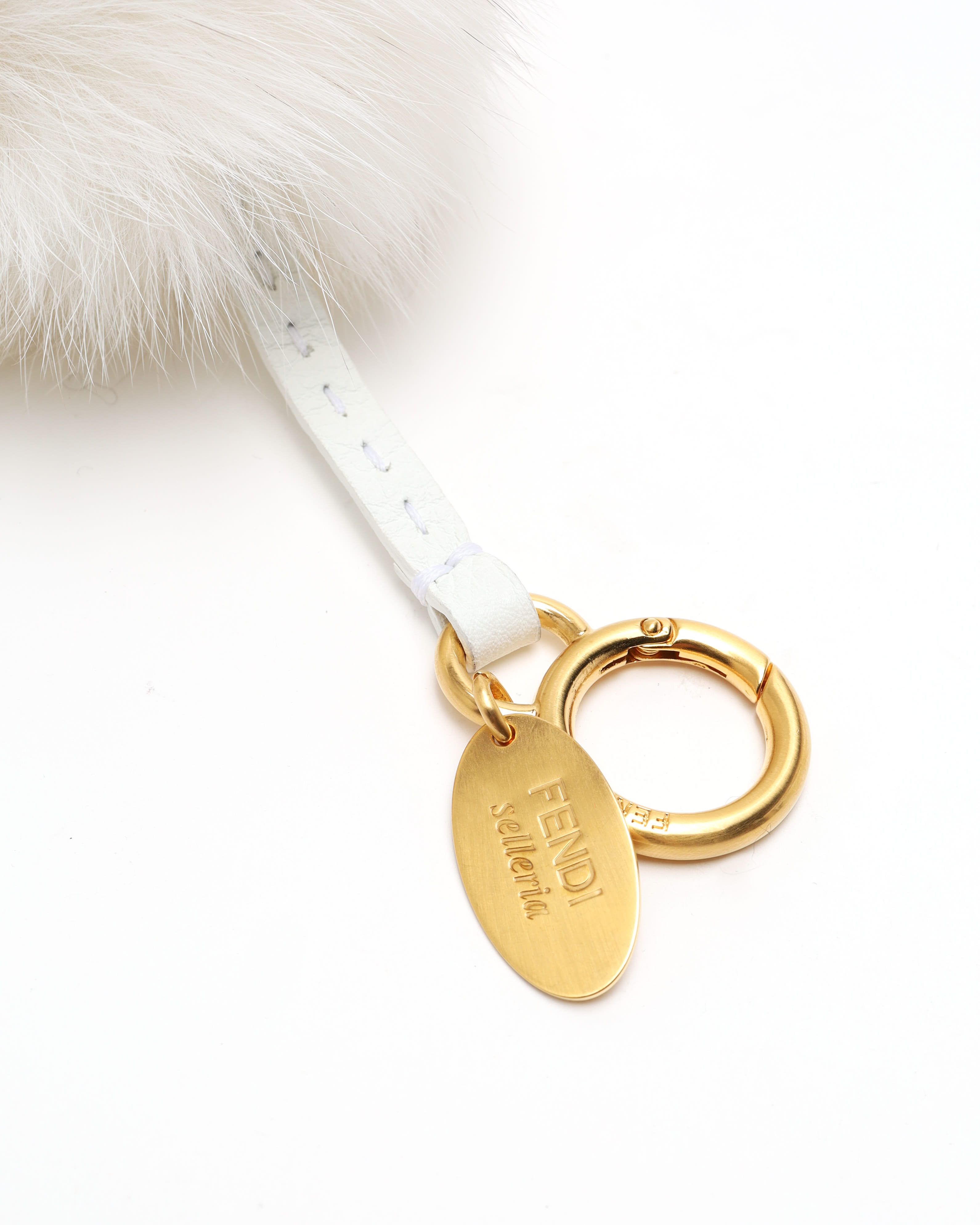 Fendi Pom-pom Fur Charm In White