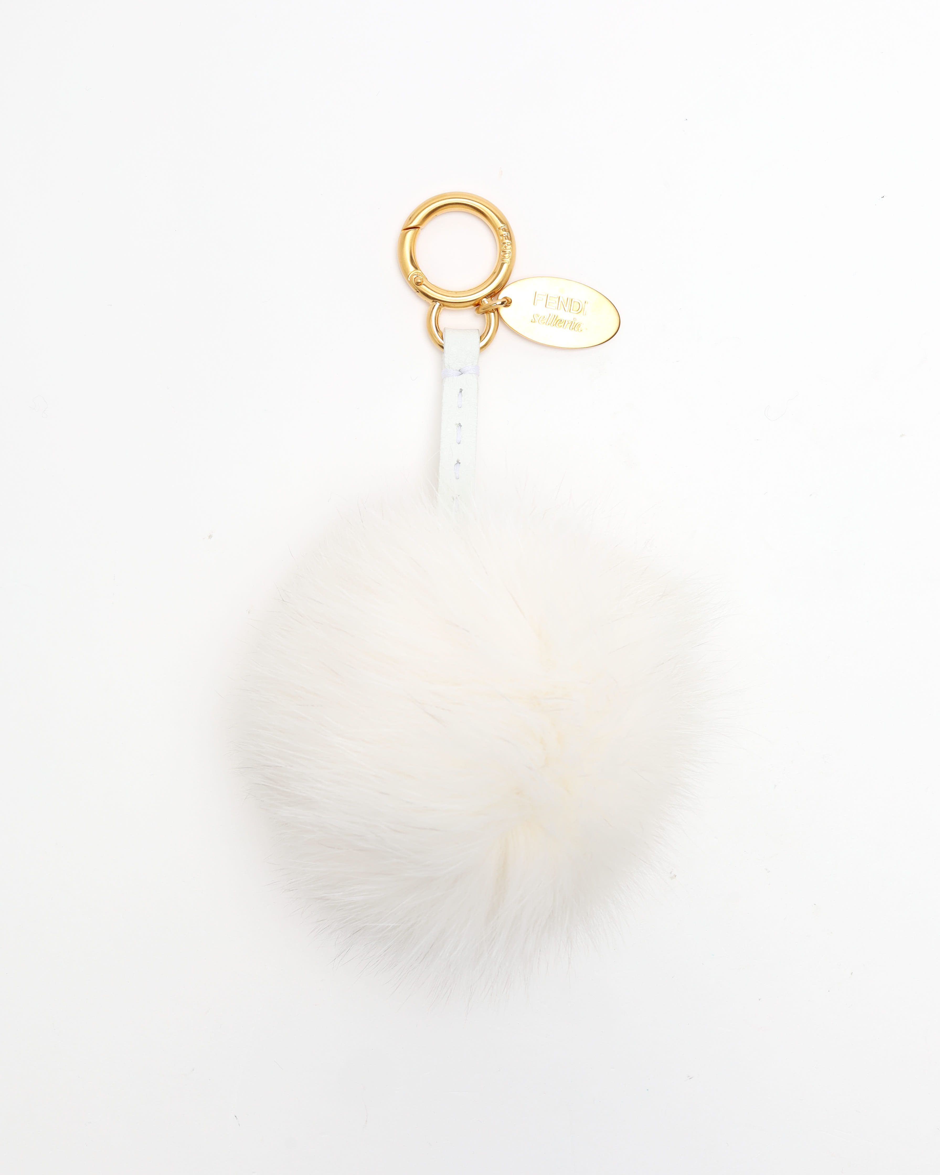 Fendi Pom-pom Fur Charm In White