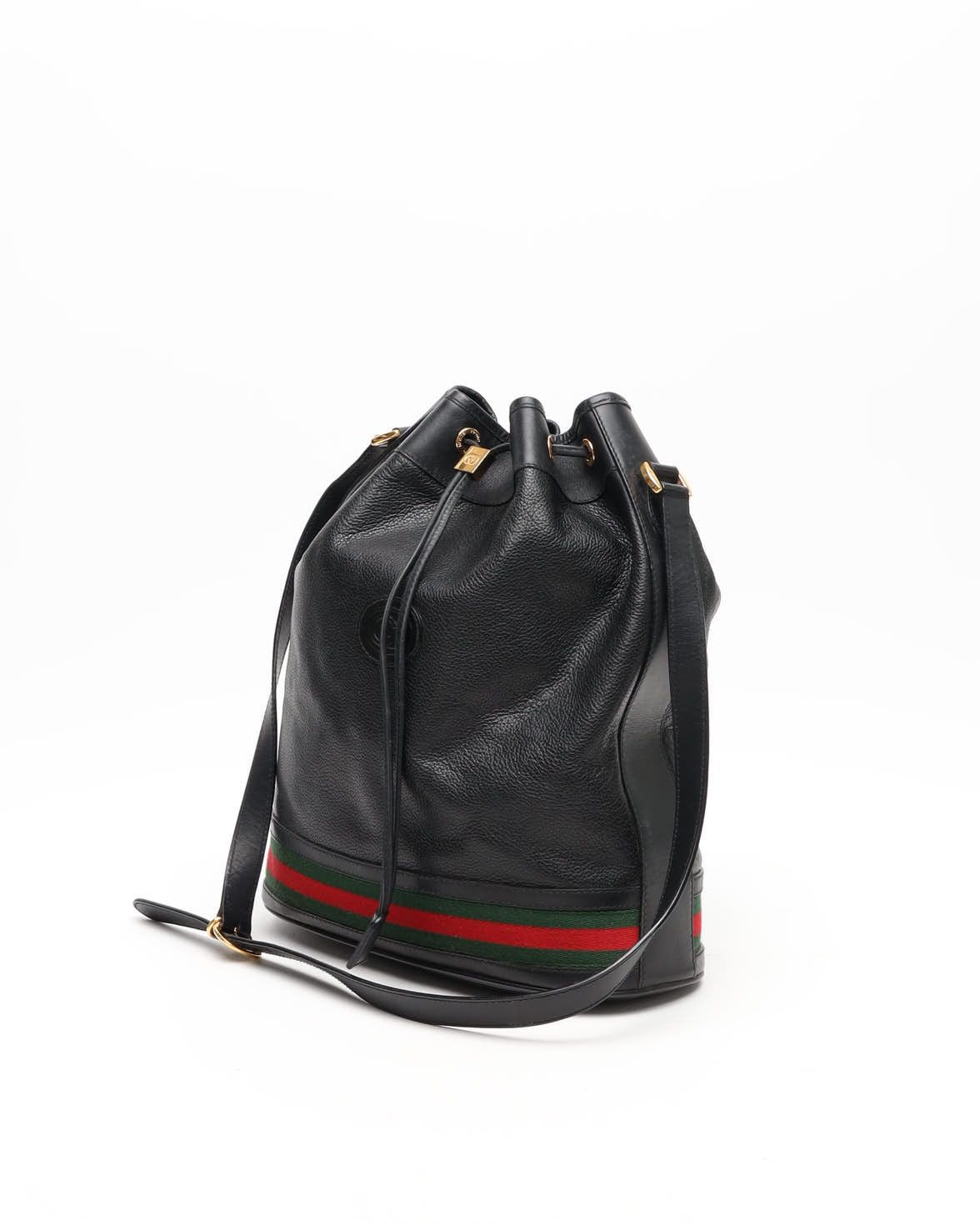 Gucci Sherry Line Bucket Bag In Black