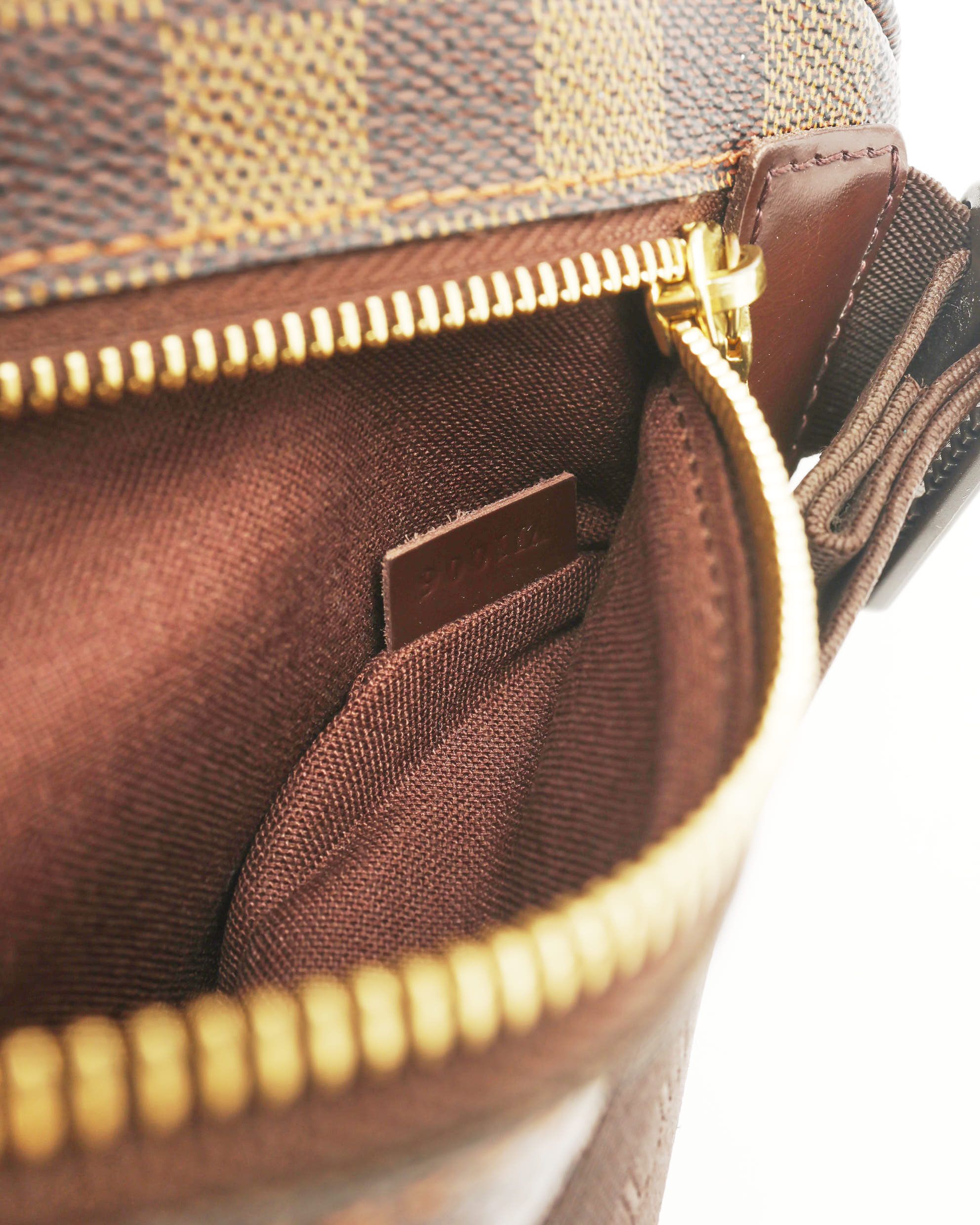 Pre-owned Louis Vuitton Damier Ebene Melville Bum Bag In Brown
