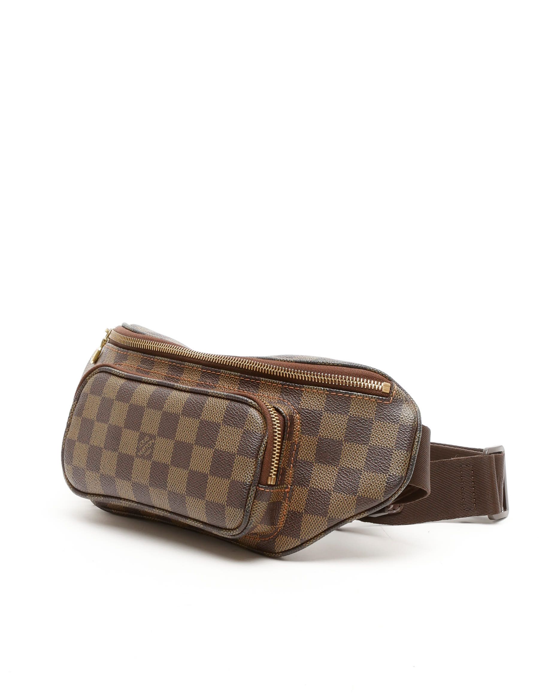 Pre-owned Louis Vuitton Damier Ebene Melville Bum Bag In Brown