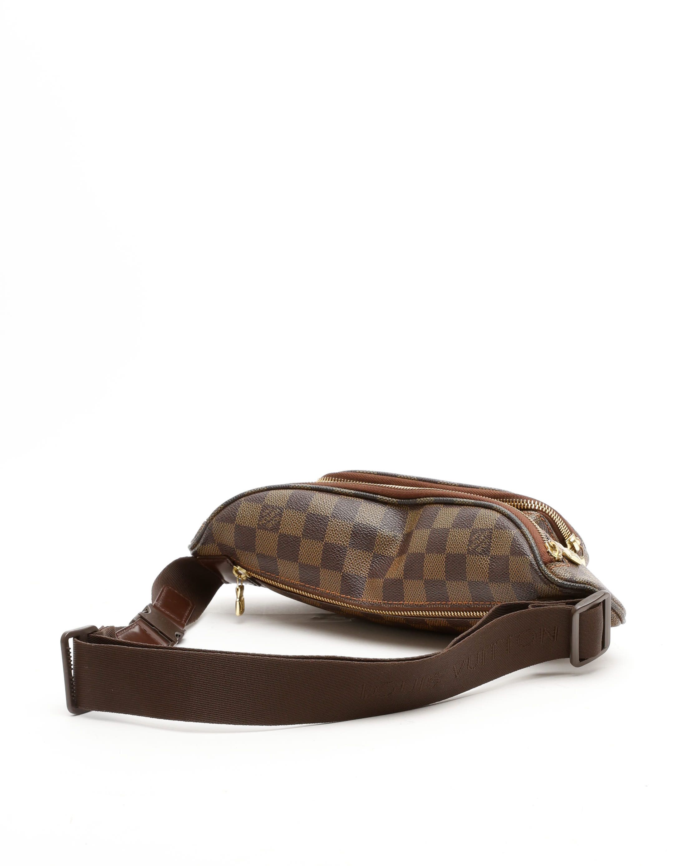 Pre-owned Louis Vuitton Damier Ebene Melville Bum Bag In Brown