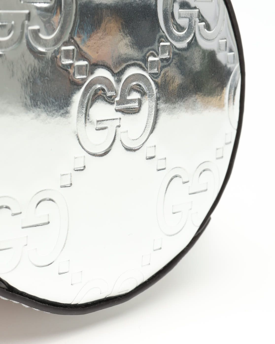 Gucci Gg Patent Leather Coin Purse In Silver