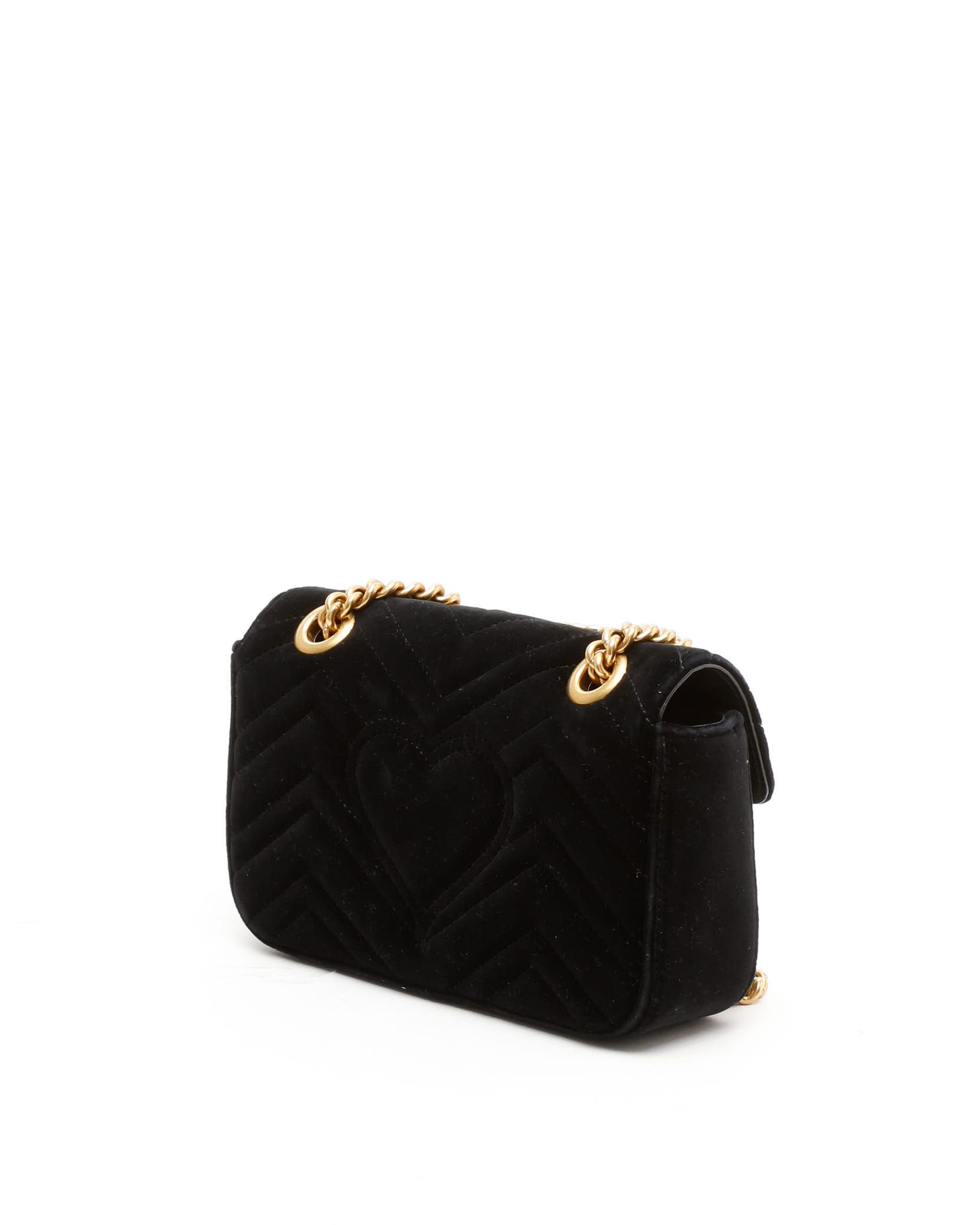 Gucci Small Velvet Marmont Bag In Black