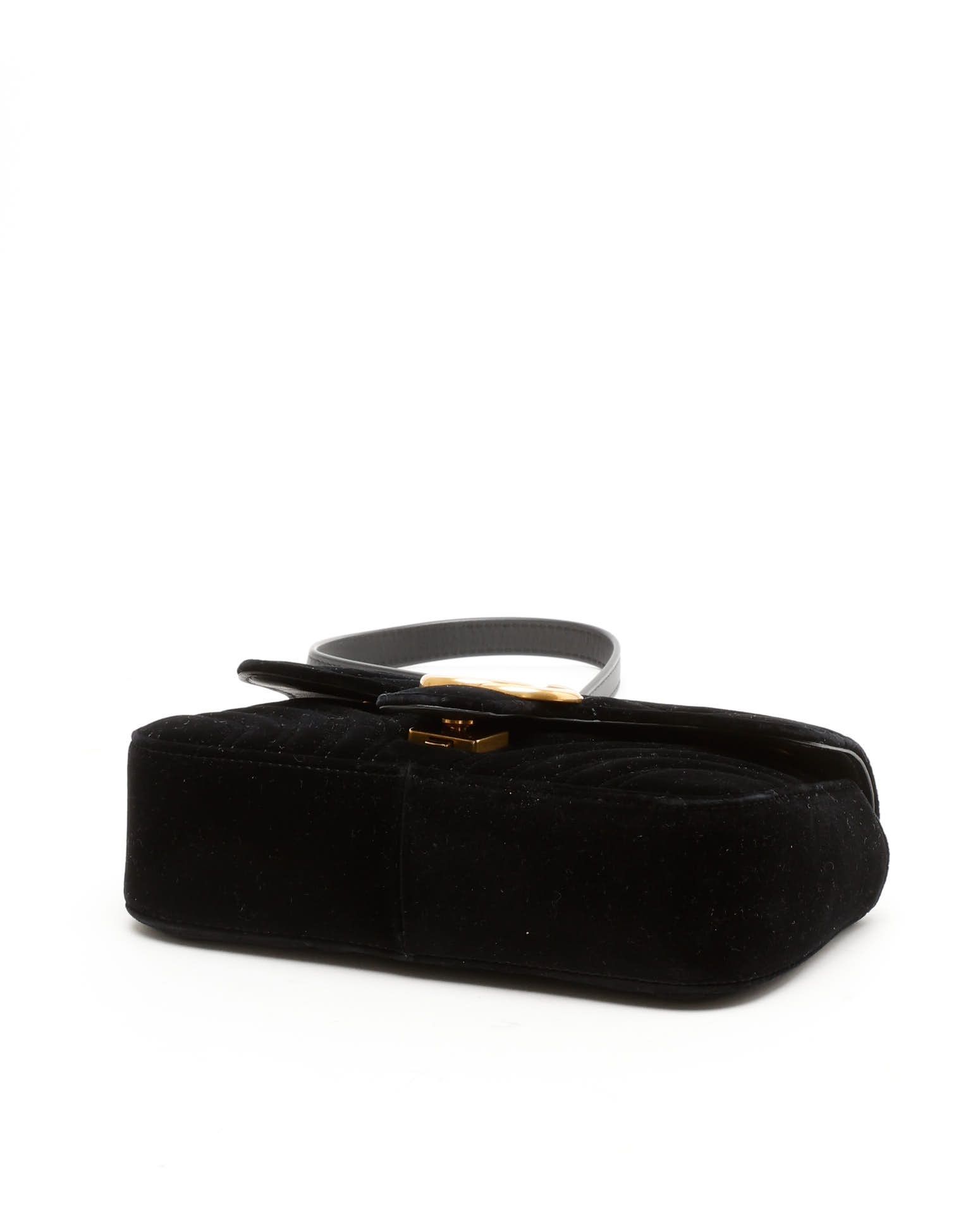 Gucci Small Velvet Marmont Bag In Black