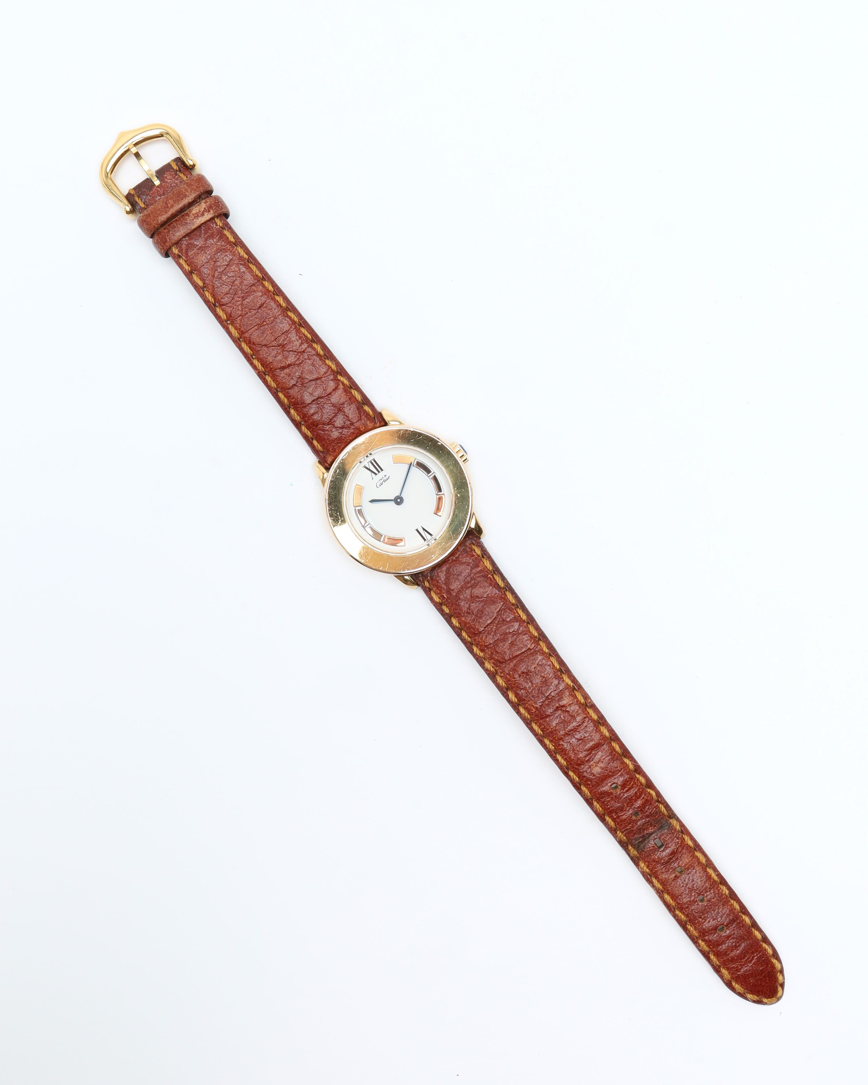 Cartier Must De  Ronde 27mm Ref 1801 Watch In Brown