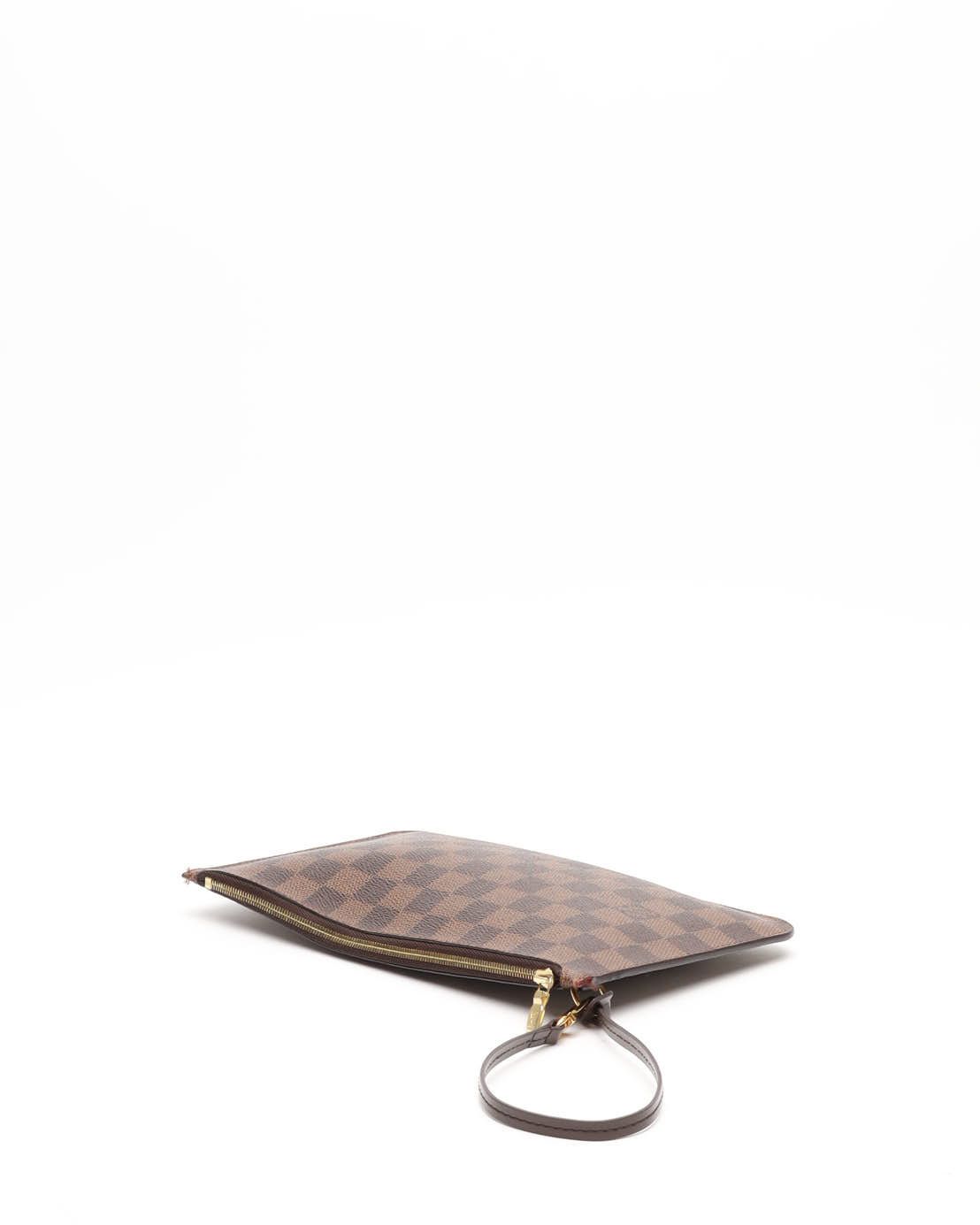 Pre-owned Louis Vuitton Damier Ebene Neverfull Pouch In Brown