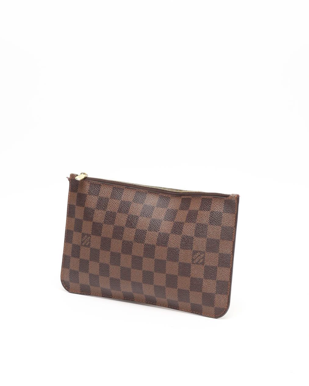 Pre-owned Louis Vuitton Damier Ebene Neverfull Pouch In Brown