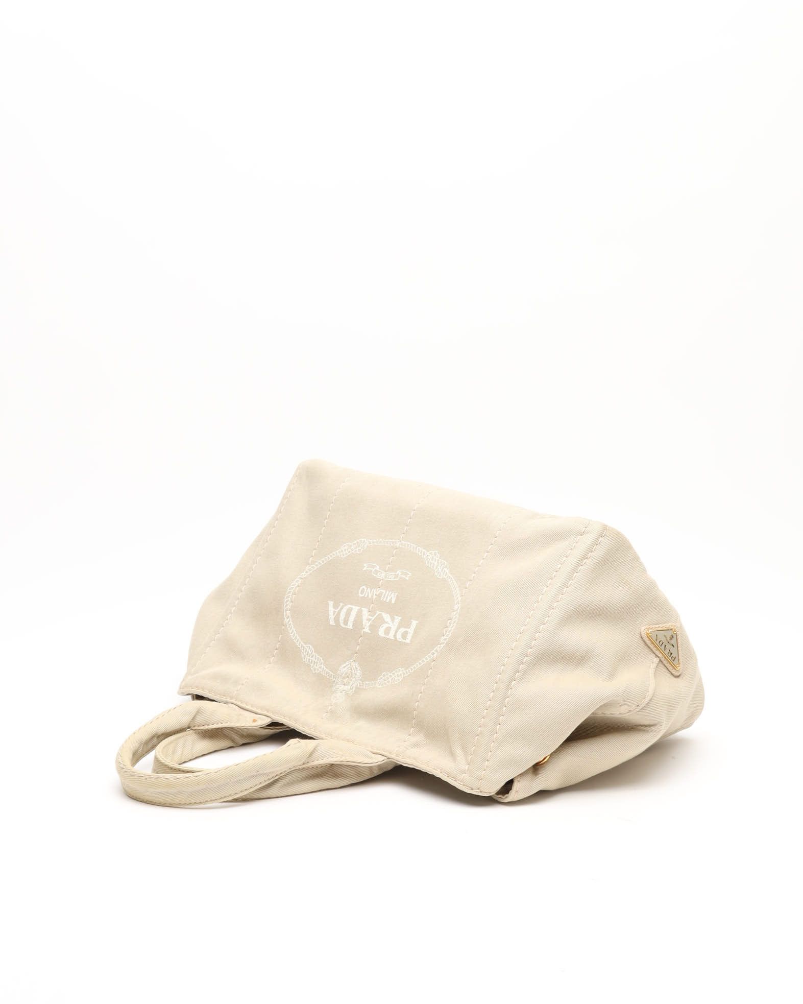 Prada Small Canapa Bag In Sand