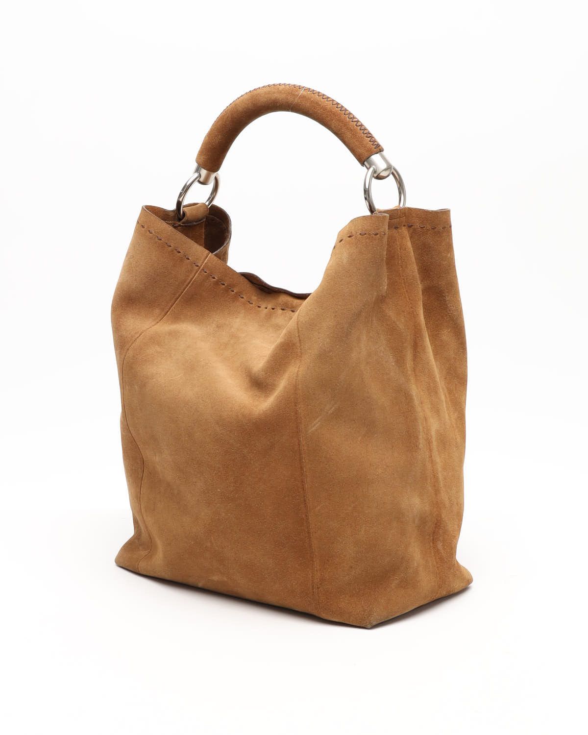 Prada Suede Hobo Bag In Brown